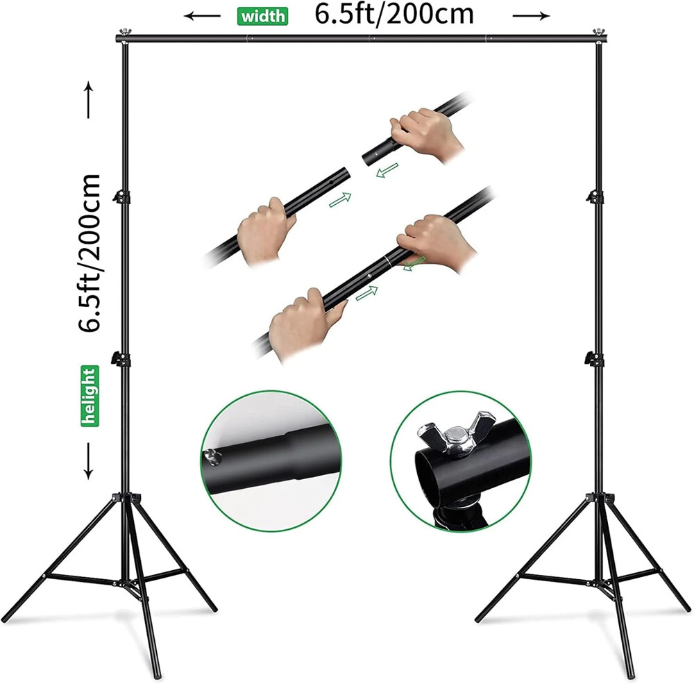 Backdrop Stand Background Stand Kit 6.5 x 6.5 ft for Party & Photo Studio + Case