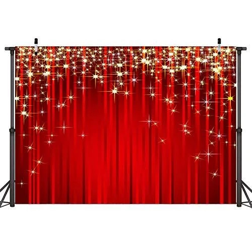 7x5ft Gold Starry Red Photography Backdrop Glitter Golden Star Stripes Backgr…
