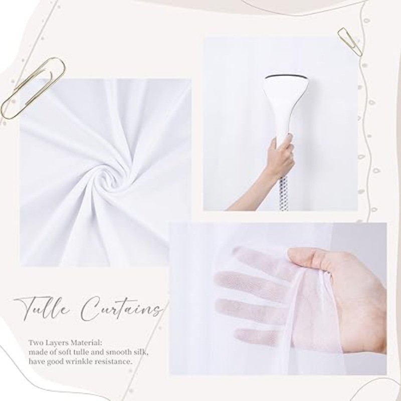 White Tulle Backdrop Curtain 5ft x7ft, Sheer Background for Wedding Baby Shower