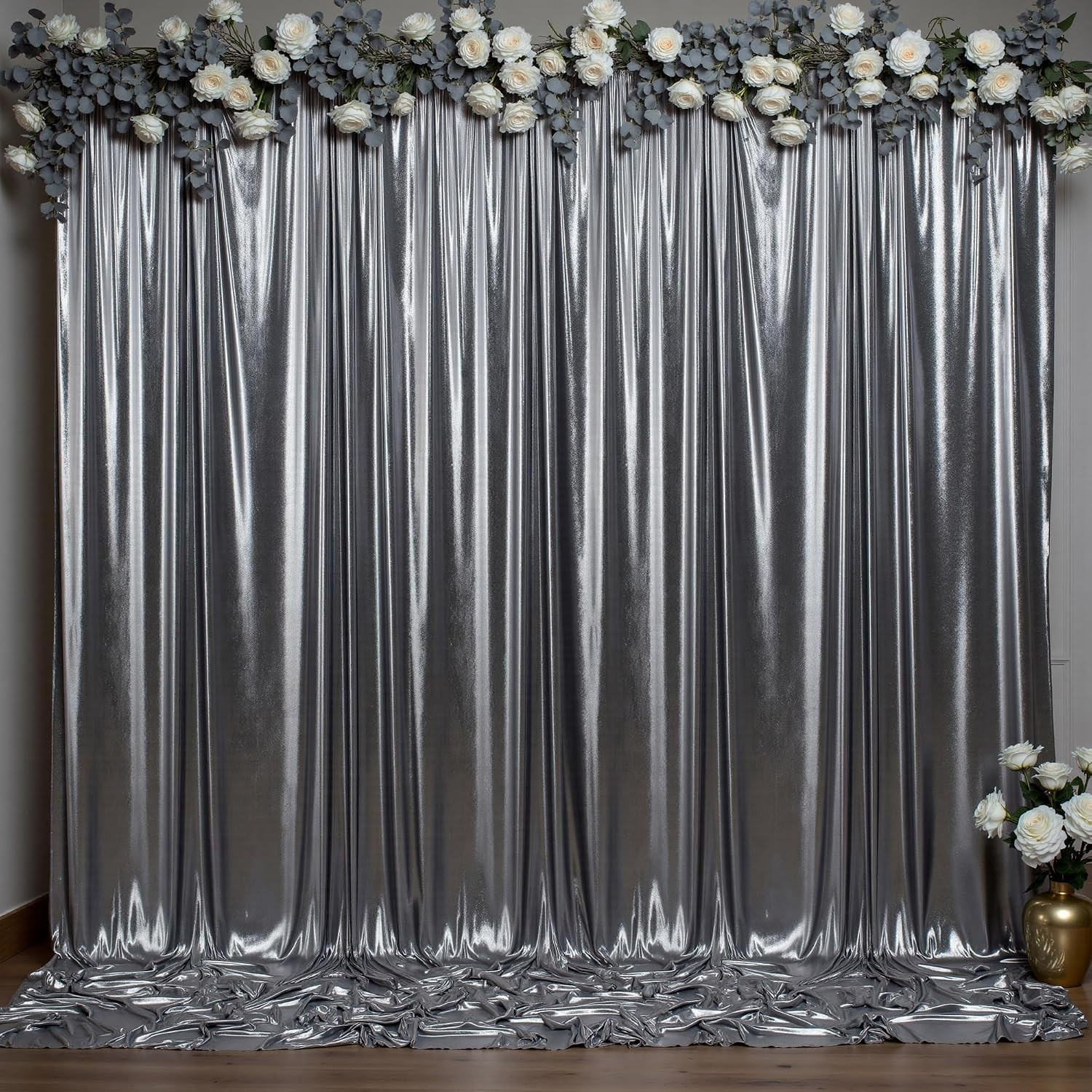 Thick 10 Ft X 10 Ft Black Silver Sequin Backdrop Curtain for Parties