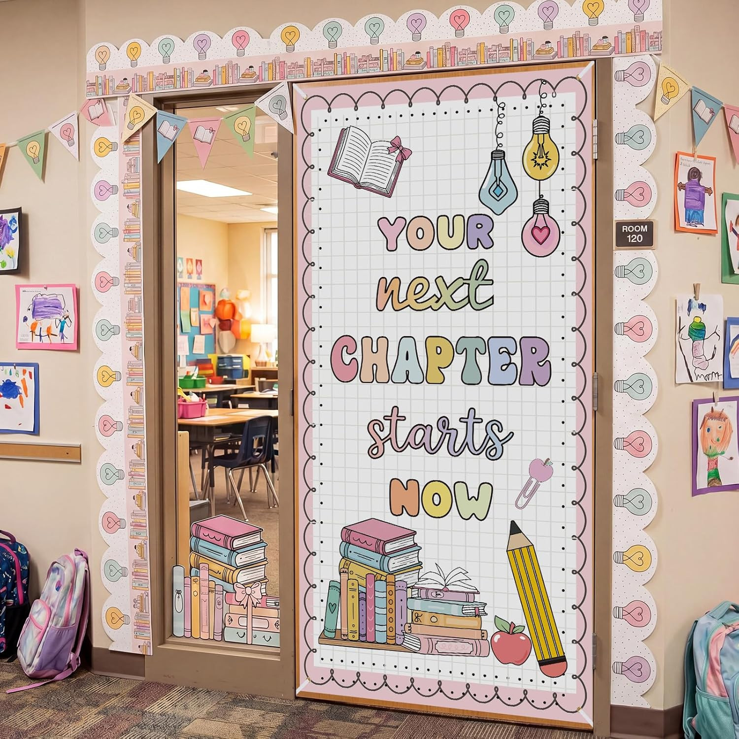 Classroom Welcome Door Cover Composition Notebook Back to School Banner Welcome