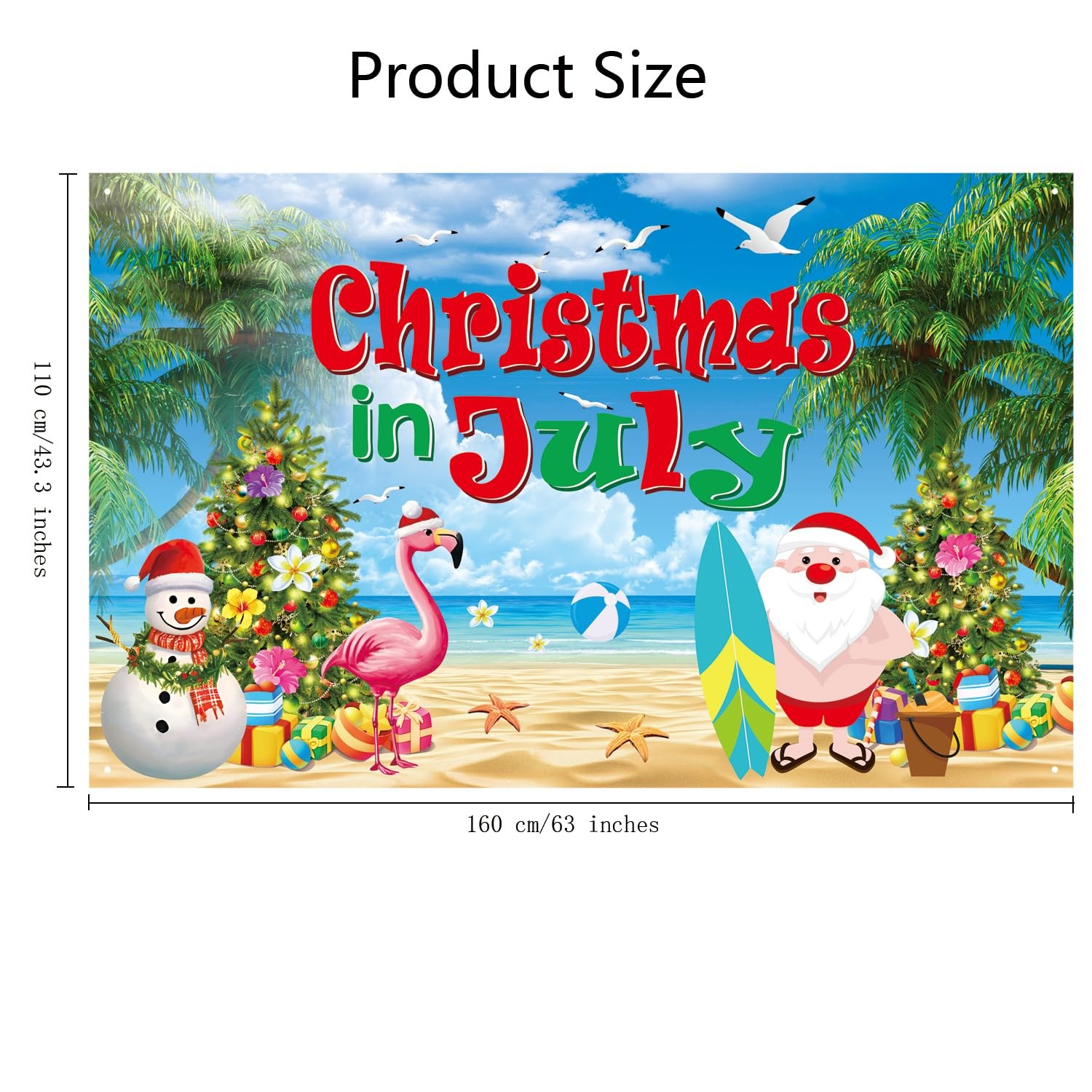 Christmas In July Backdrop Summer Beach Holiday Party Photography Background