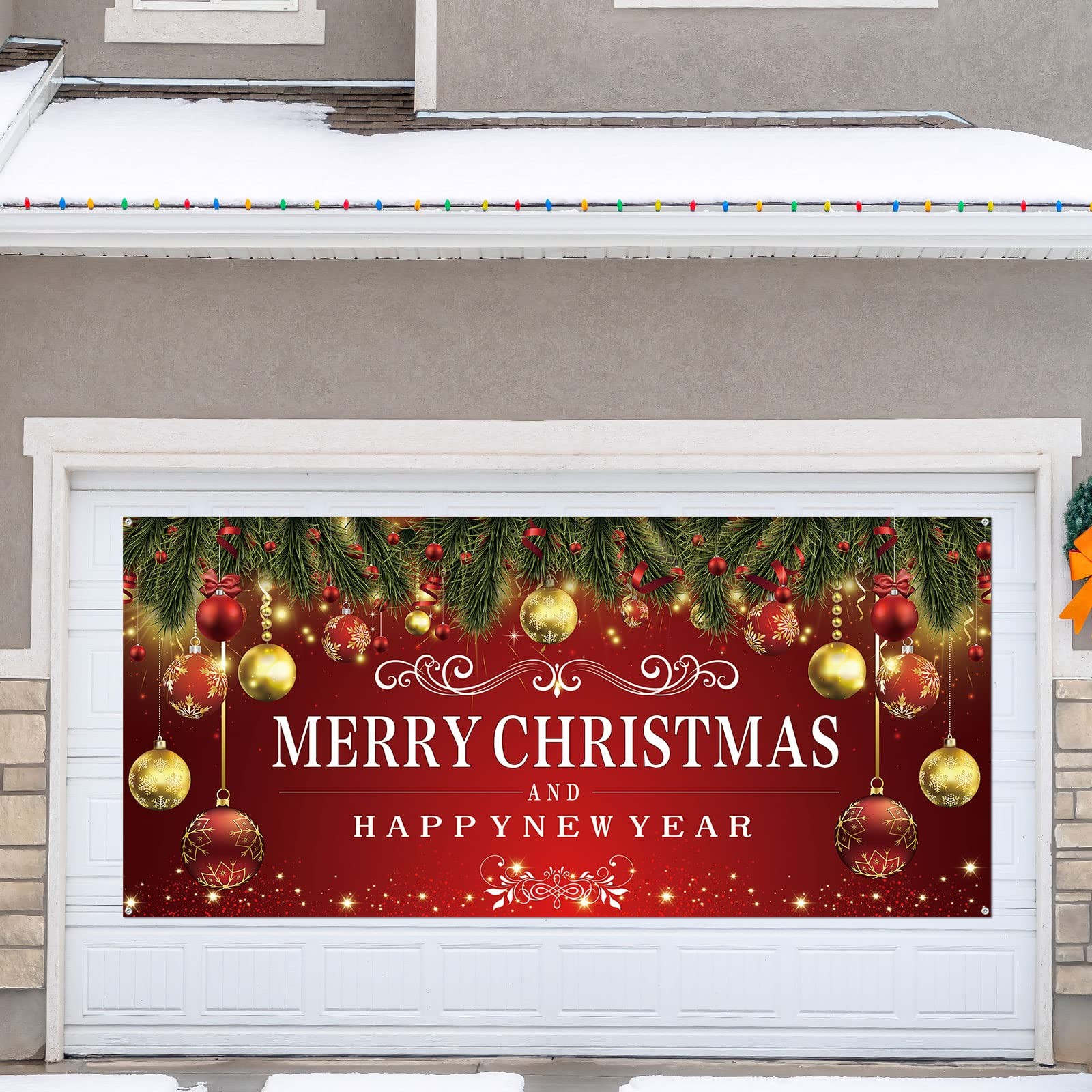 Newwiee Christmas Garage Door Decorations Cover Banner 6 x 13 ft Garage Door …