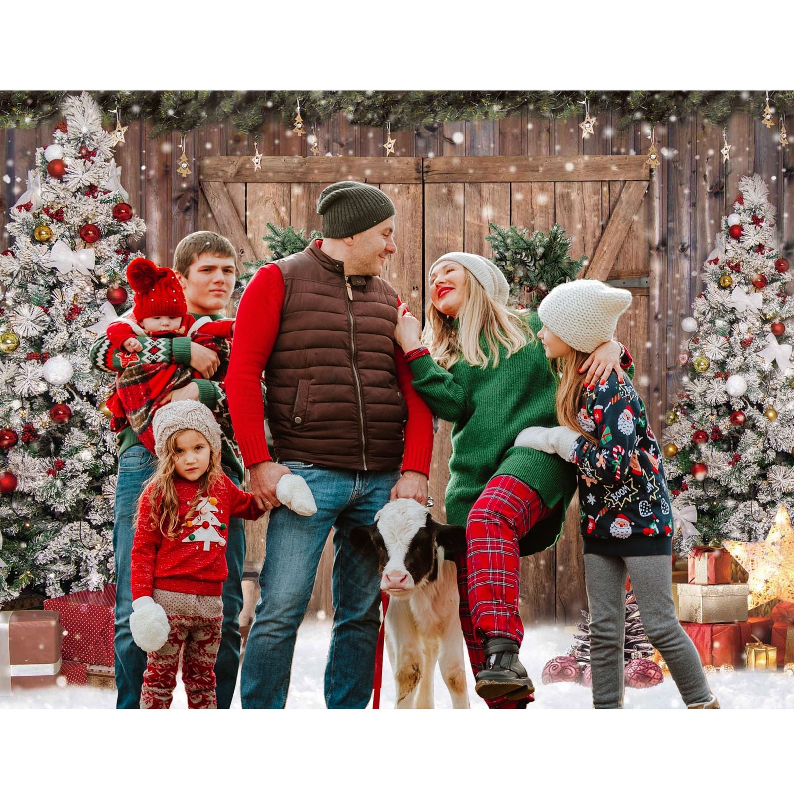 Felortte 10x8FT Polyester Fabric Winter Christmas Rustic 10’x8′, Multicolor
