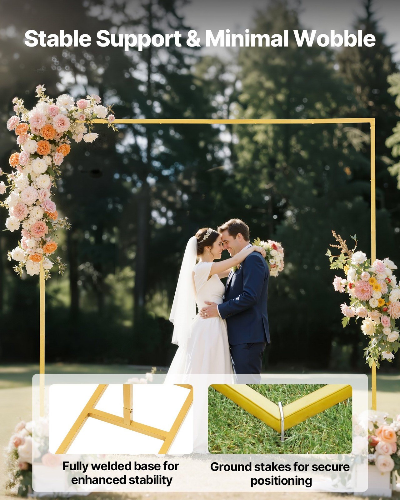 Strong 8x8ft Gold Metal Arch with Bend-Proof Frame for All Occasions