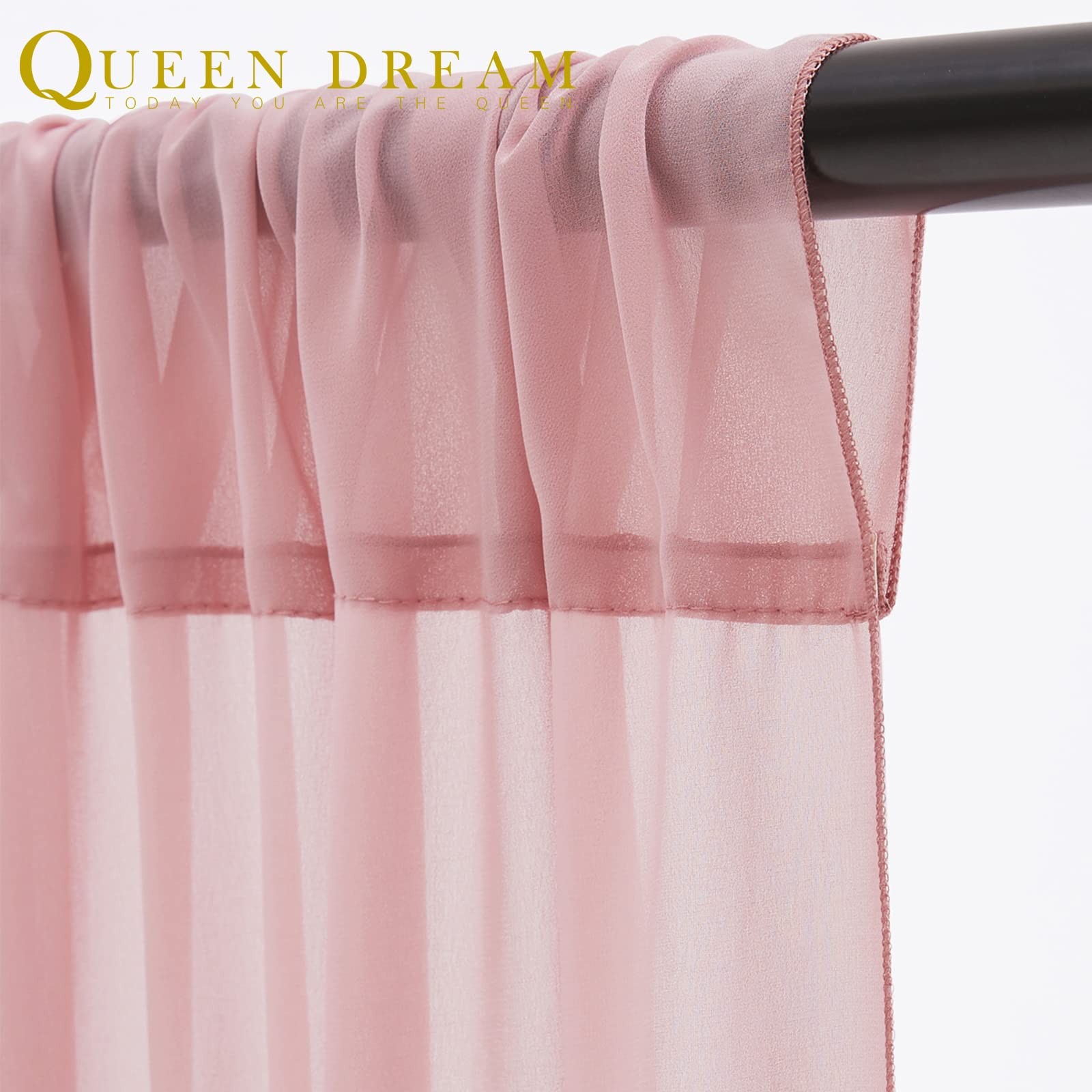 10×10 ft Backdrop Curtain Dusty Rose Chiffon Background Drapes Party Decor