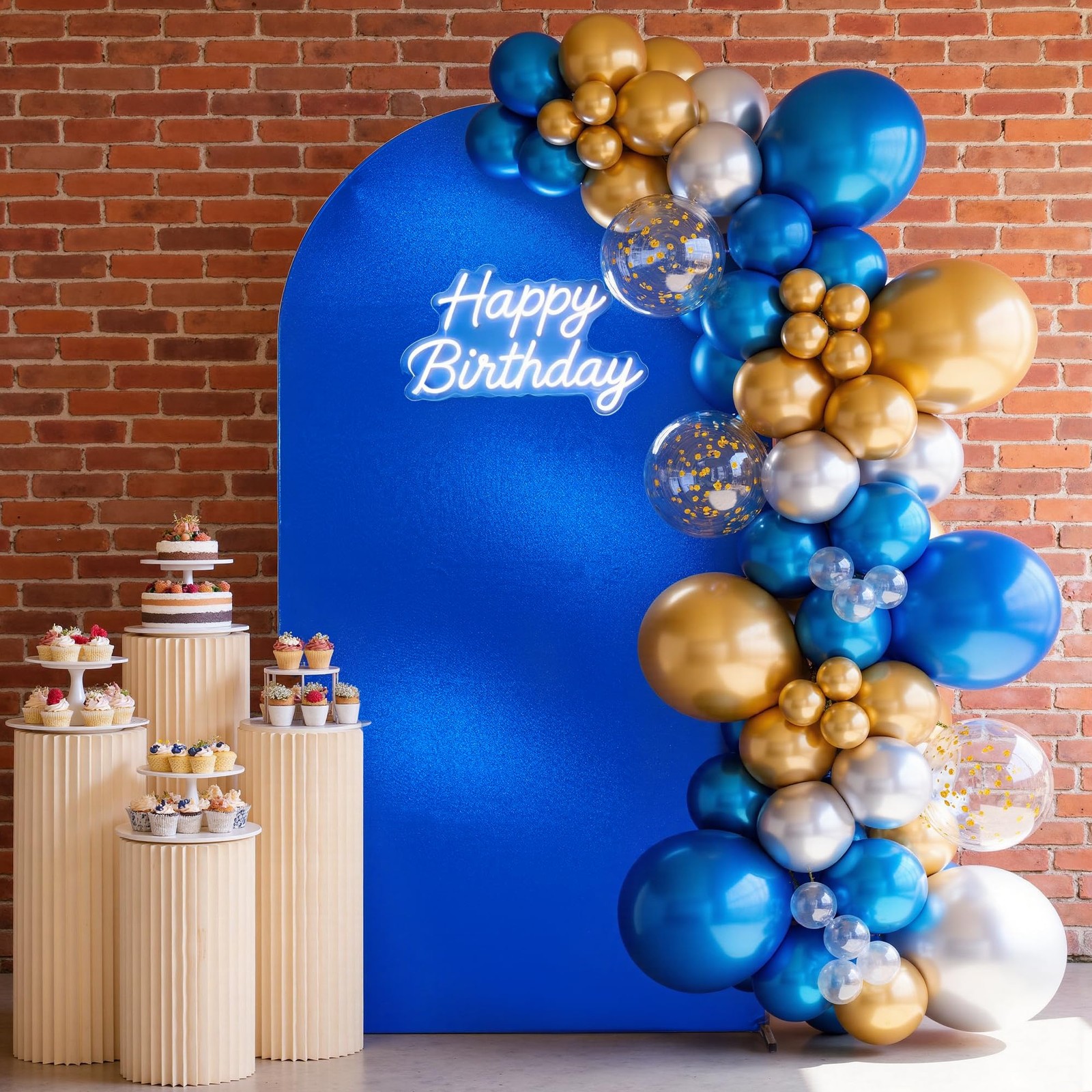 Shimmer Royal Blue Arch Backdrop Cover 7.2ft,Glitter Spandex Fitted Chiara Co…