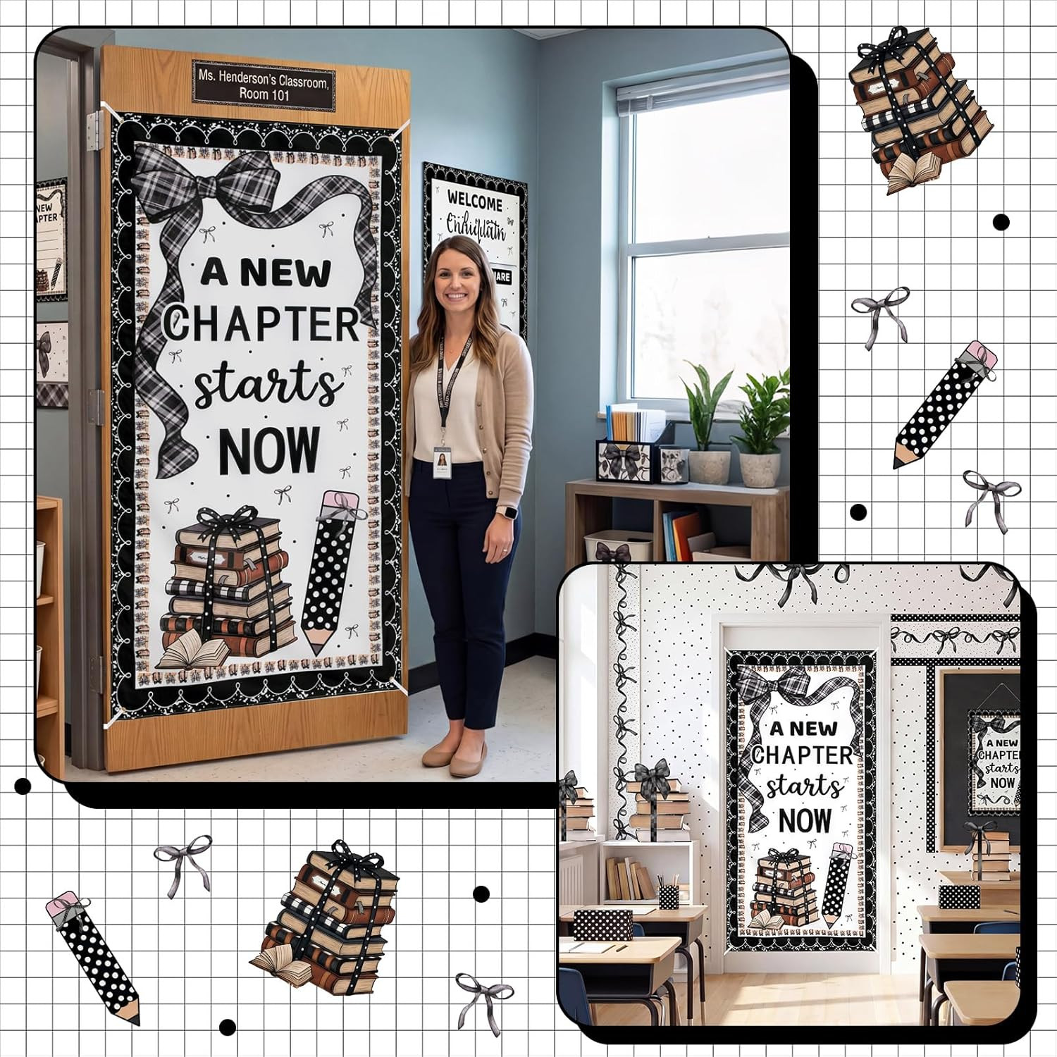 Classroom Welcome Door Cover Composition Notebook Back to School Banner Welcome