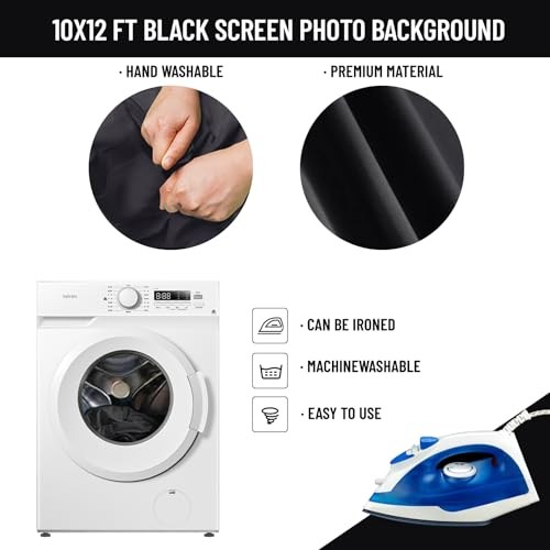 8.5X10 FT Photo Background Stand with 10X12 FT Black Backdrop Stand + Black