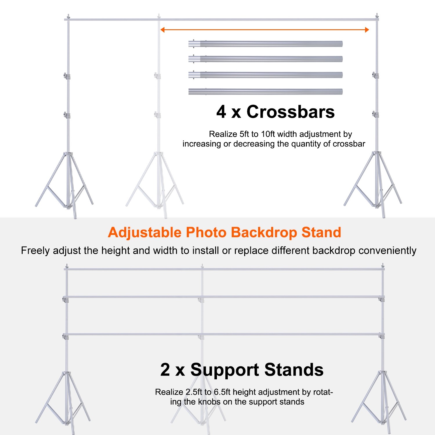 10x7ft Heavy Duty Backdrop Stand Kit Video Photography Studio Background Support