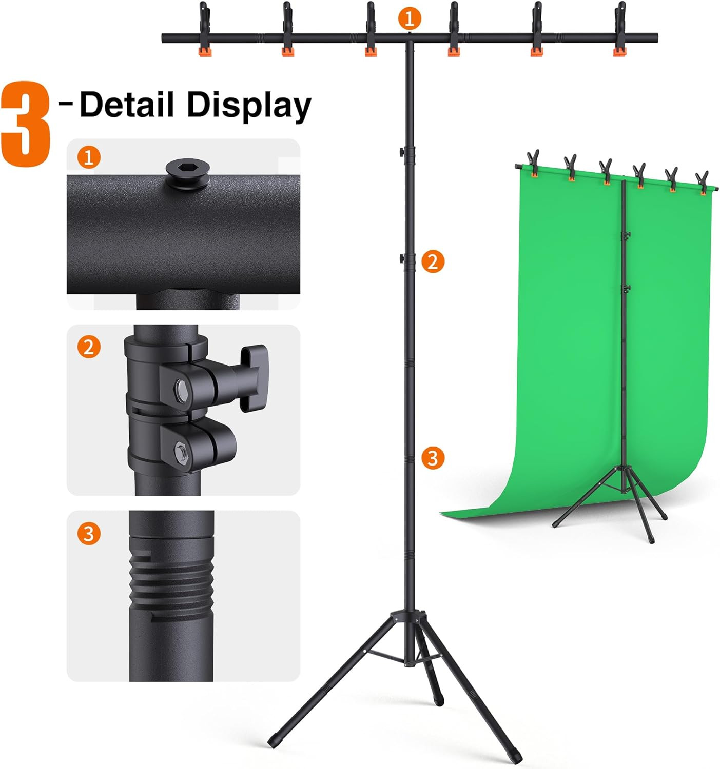 Adjustable Portable T-Shape Backdrop Stand Kit for Photography and Videography