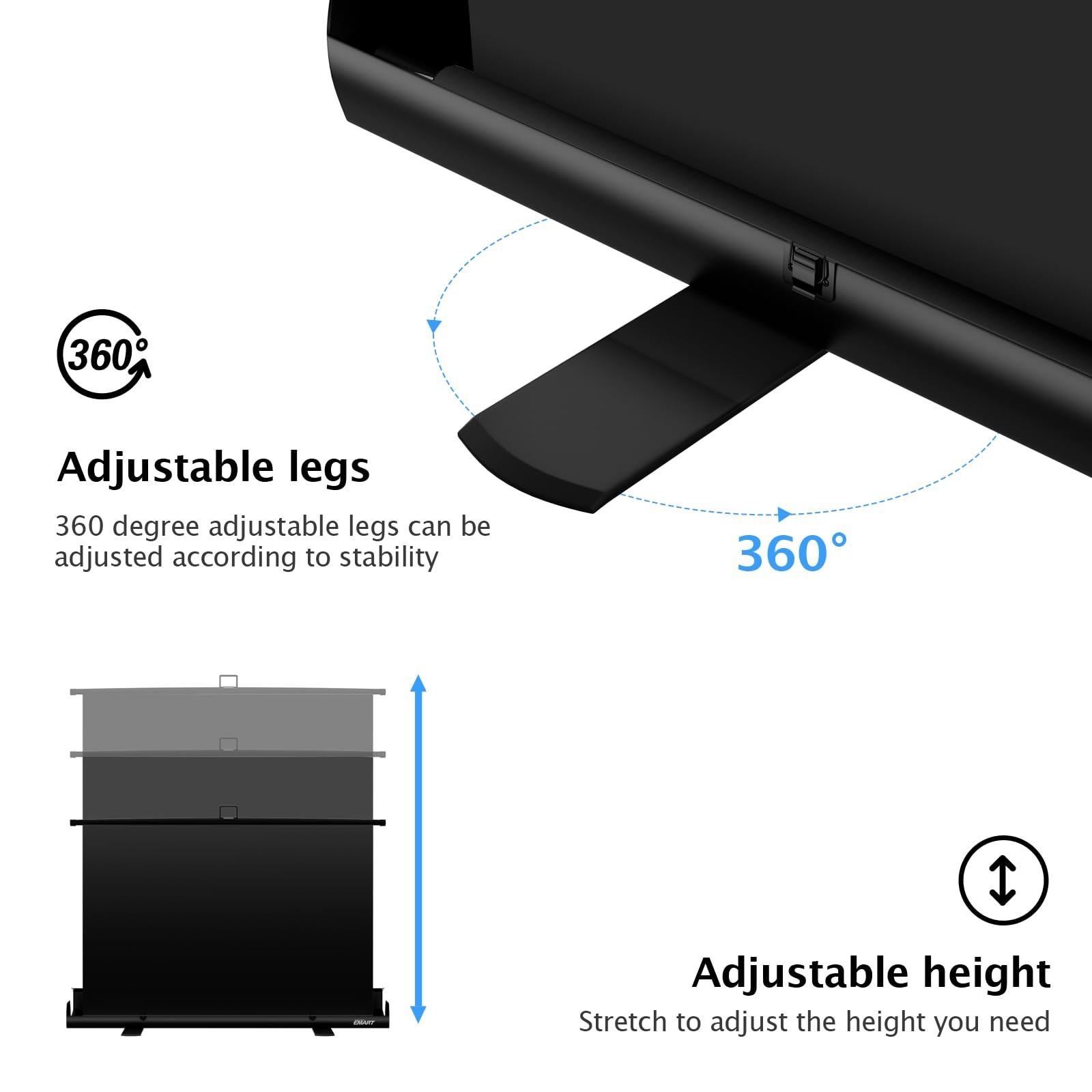 EMART 58x74in Collapsible Black Backdrop Screen, Retractable 58x74in,