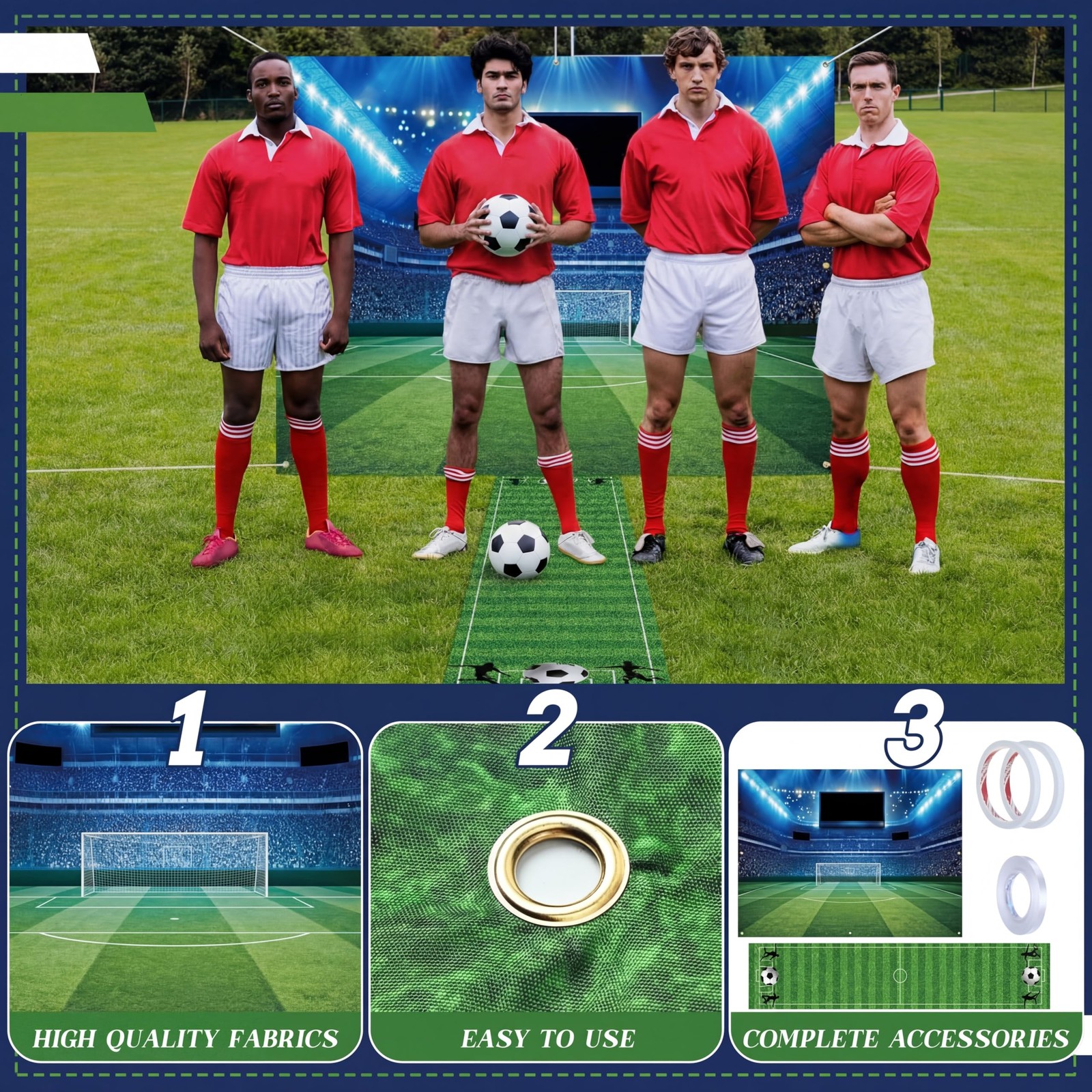 Hahafelt 2 Pcs Soccer Party Decoration Set 80” x 60” Football Field Backdro…