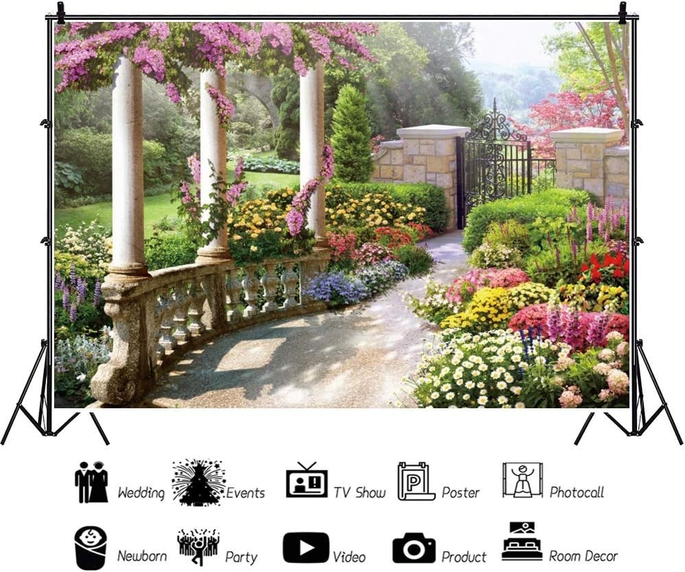 Water Resistant 10x8ft Photography Backdrop – Vintage Garden Style for Events