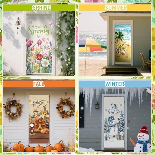 12 Pcs Seasonal Door Cover Decorations Set for Seasons Large Photography