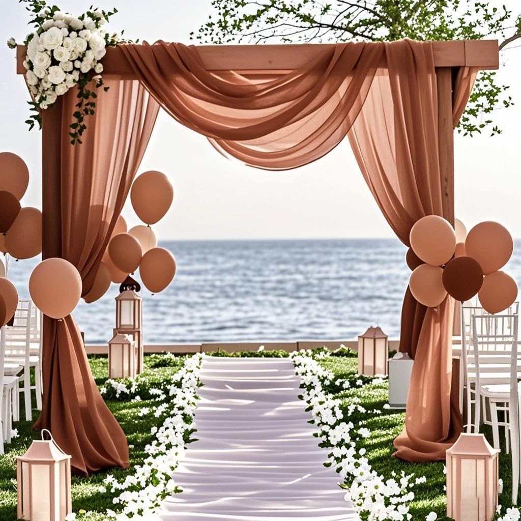 Russet Chiffon Sheer Wedding Arch Draping Fabric Curtain 29 In x 20ft