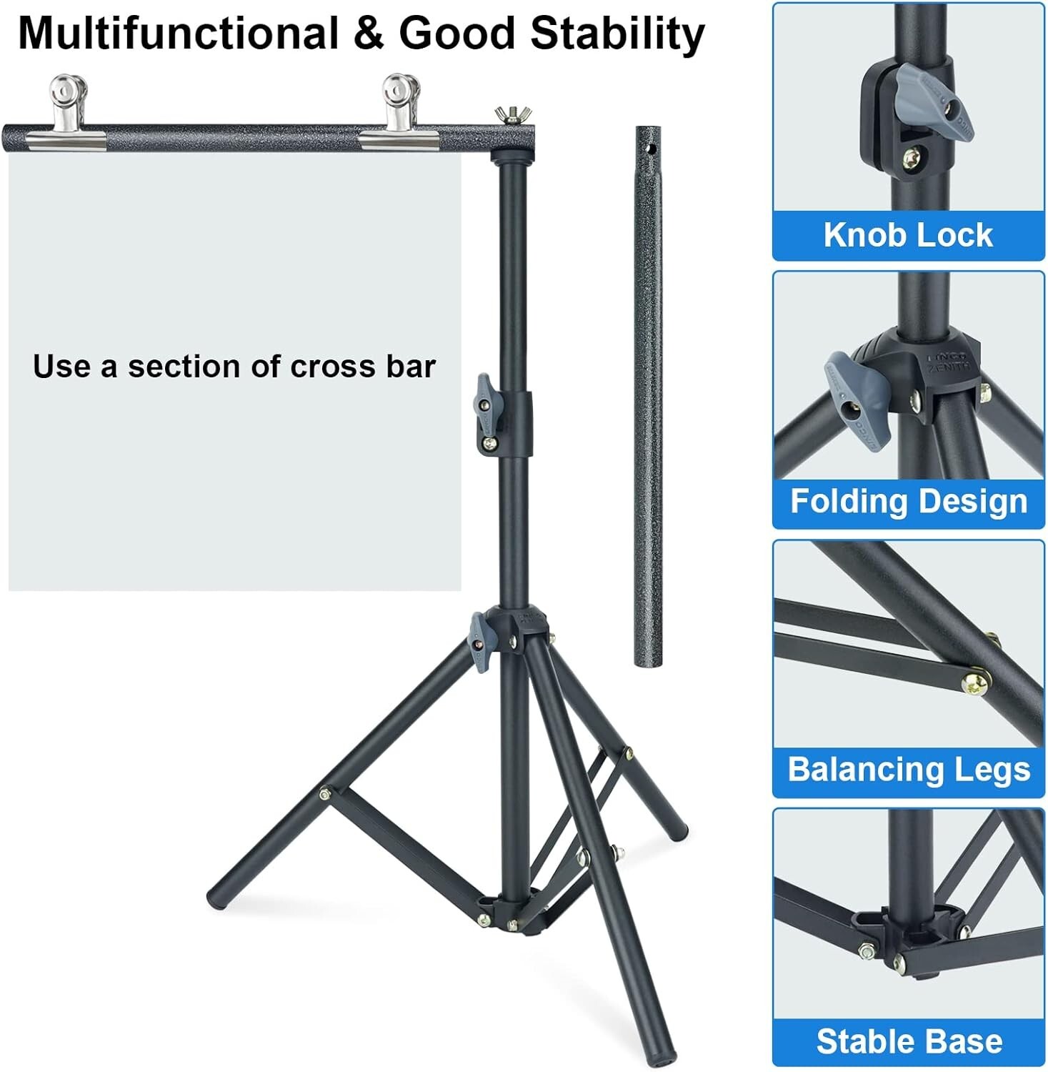 LINCO TableTop 2.2×2.6ft T Shape Photography Backdrop Background Support Stand