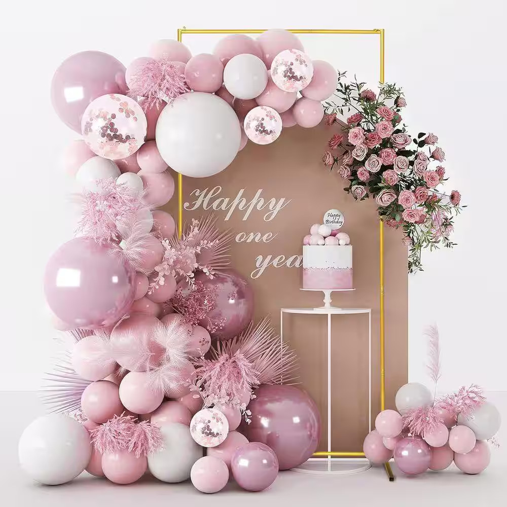 Metal Wedding Arch Arbor Backdrop Stand 6.6 X 3.3Ft. Gold Square Frame for Party