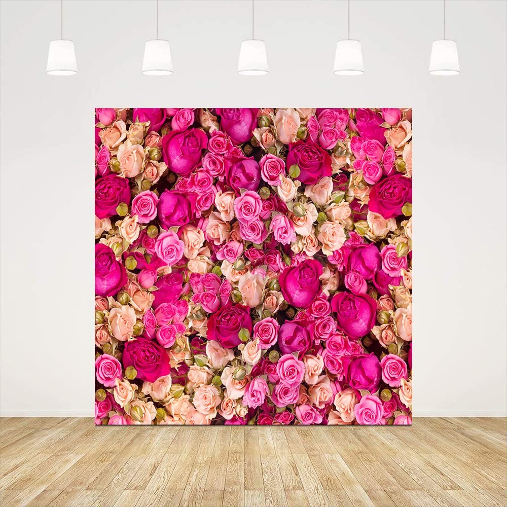 8x8ft Pink Red Rose Flower Photography Backdrop Wedding Photo Background