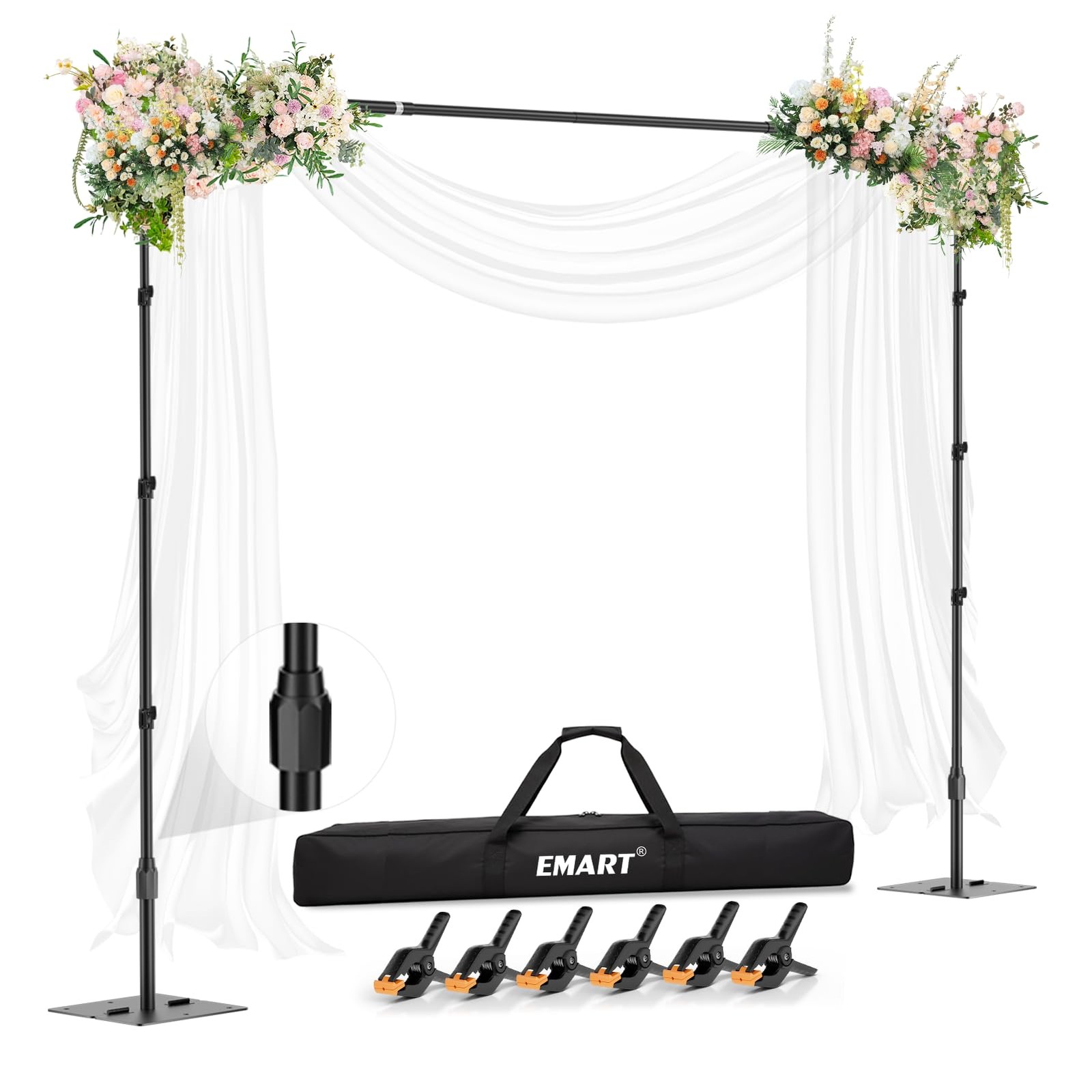 EMART Backdrop Stand,10x10ft(WxH) Adjustable Photo Background 10x10ft, Black