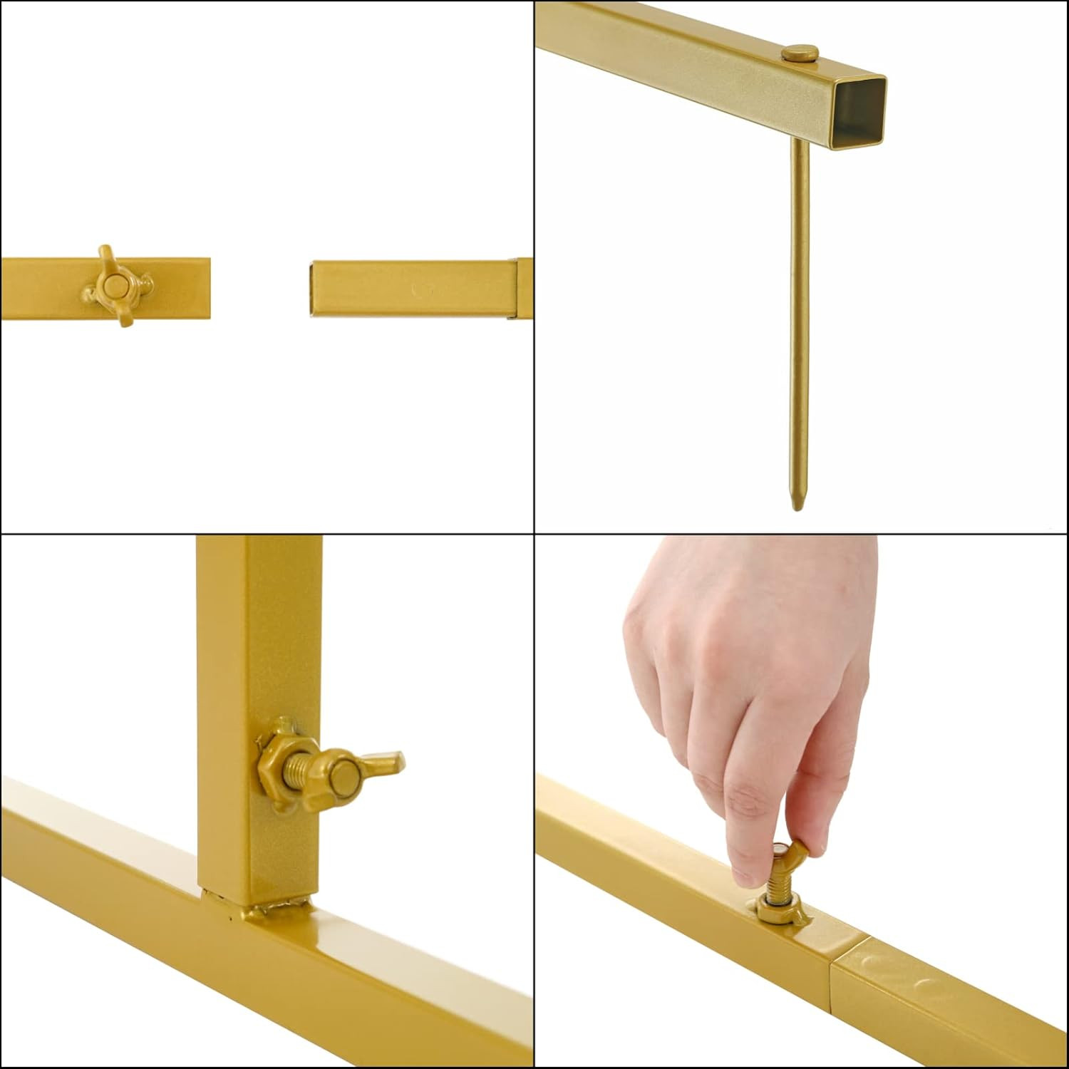 Wedding Arch Square 6.56FT X 6.56FT Metal Backdrop Stand with Support Feet Nails