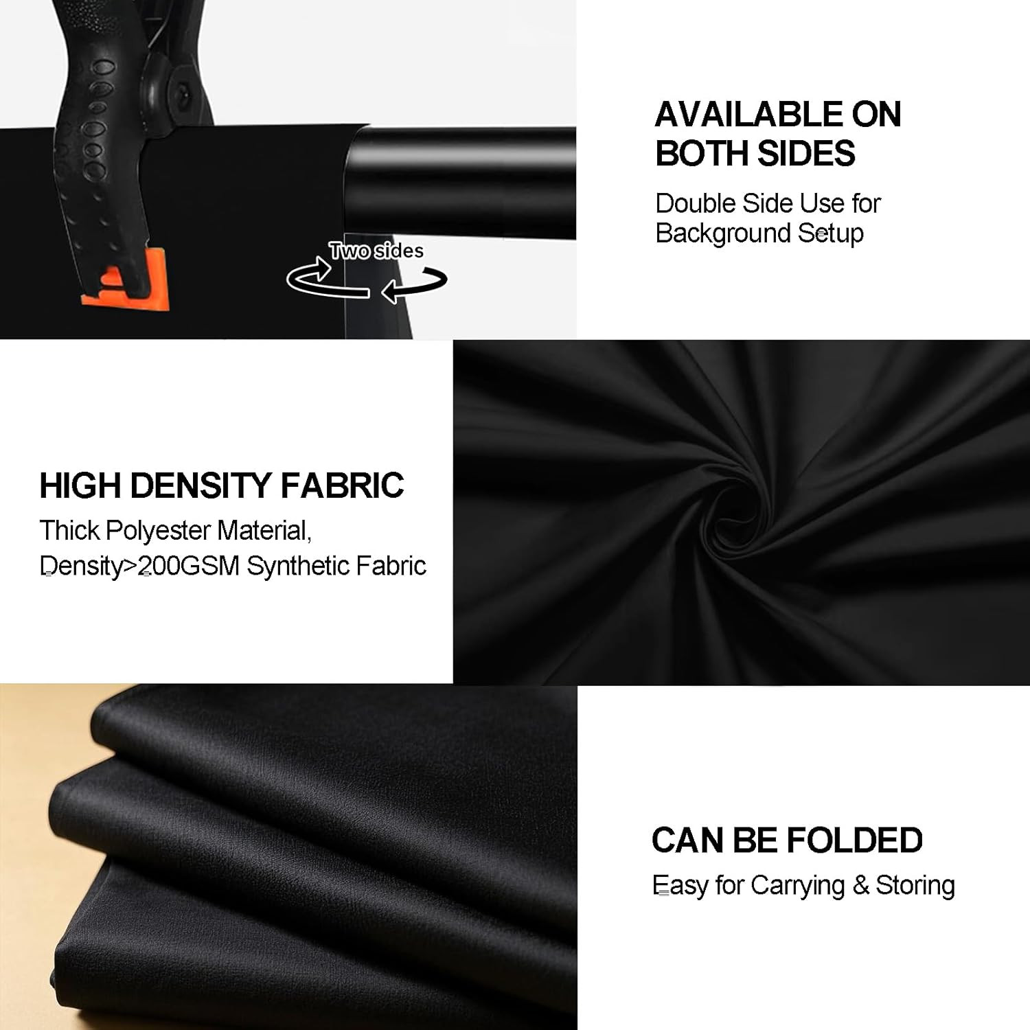 8X10 FT Black Backdrop for Photography, Large Black Screen for Portraits, Backgr