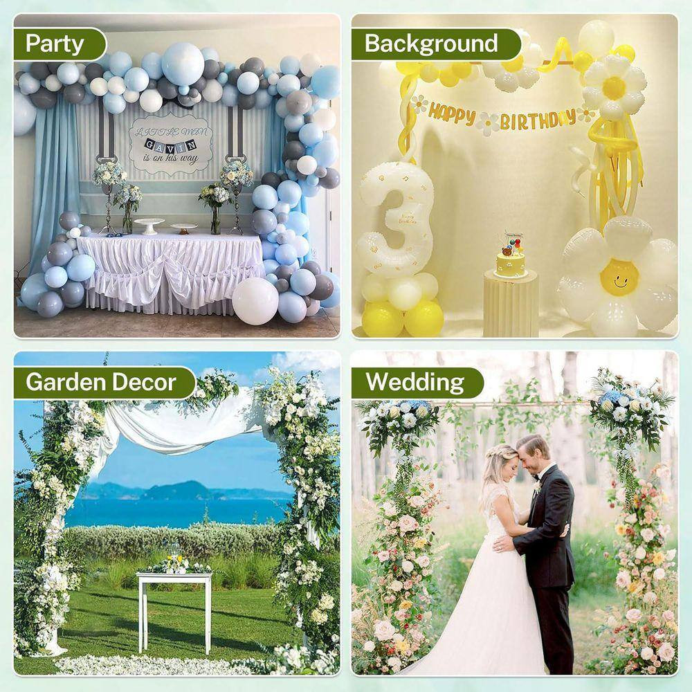 Wedding Arch Backdrop Stand 8 Ft. Adjustable Gold Metal Frame Heavy Duty for Par