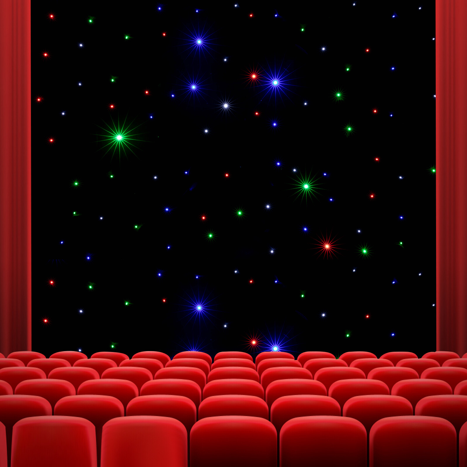 20FT*10FT LED Stage Star Backdrop Wedding Party Xmas Curtain Velvet Material NEW