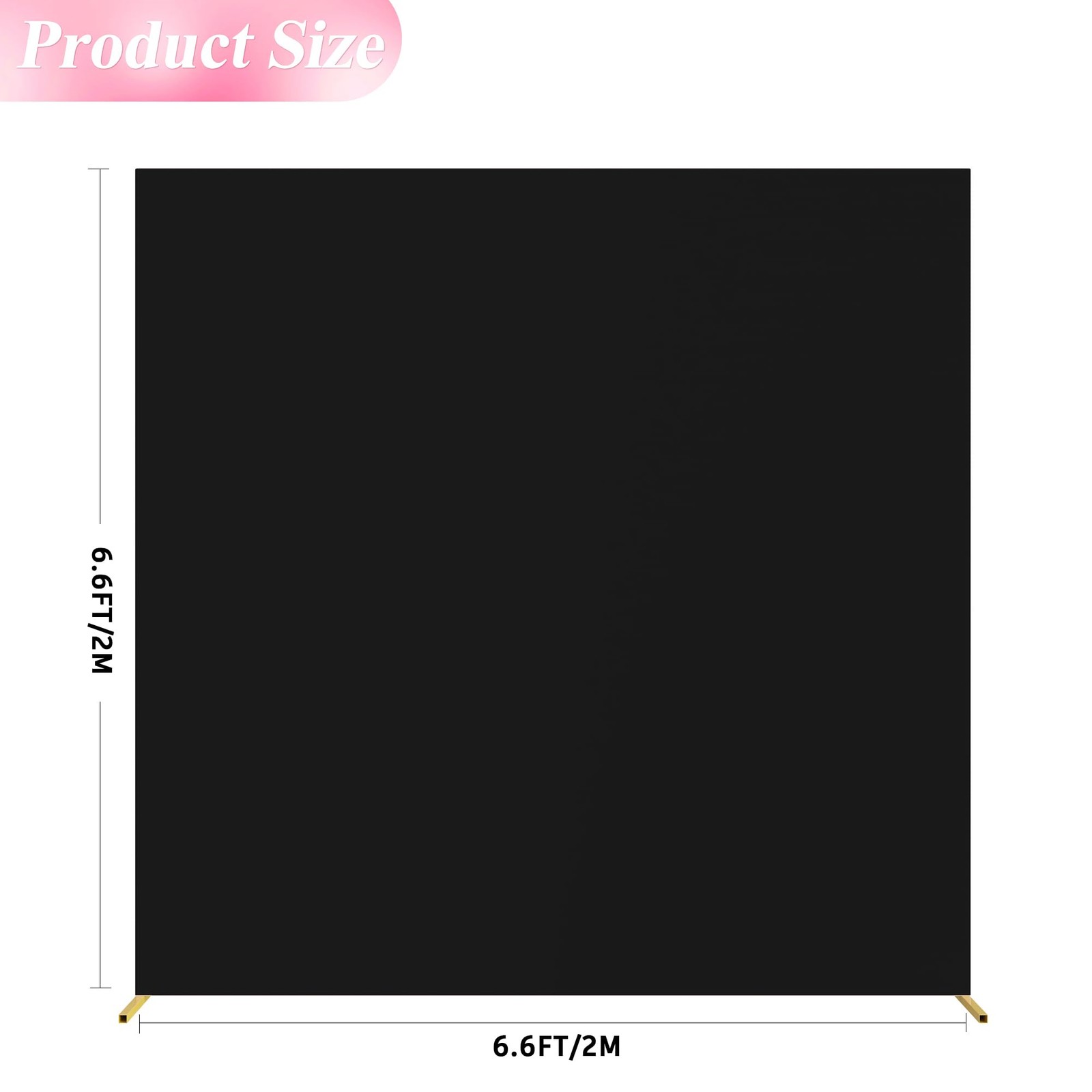Black Square Wedding Arch Cover 6.6FT – Stretchy Spandex Backdrop for Events