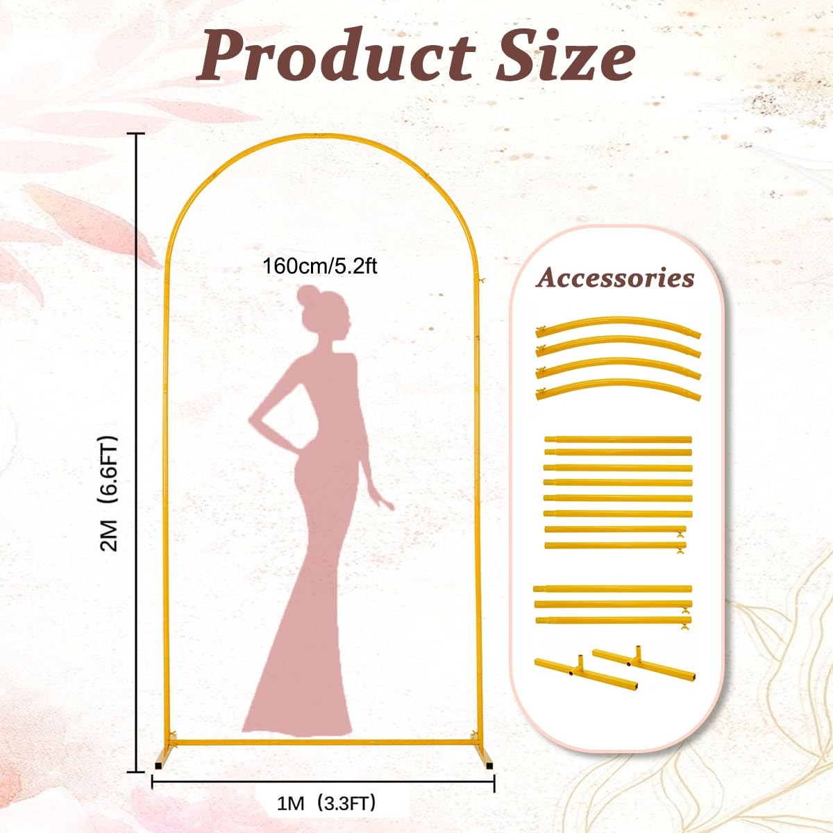 6.6 FT Wedding Arch Backdrop Stand for Party, Balloon Arch Stand, Wedding Arc…