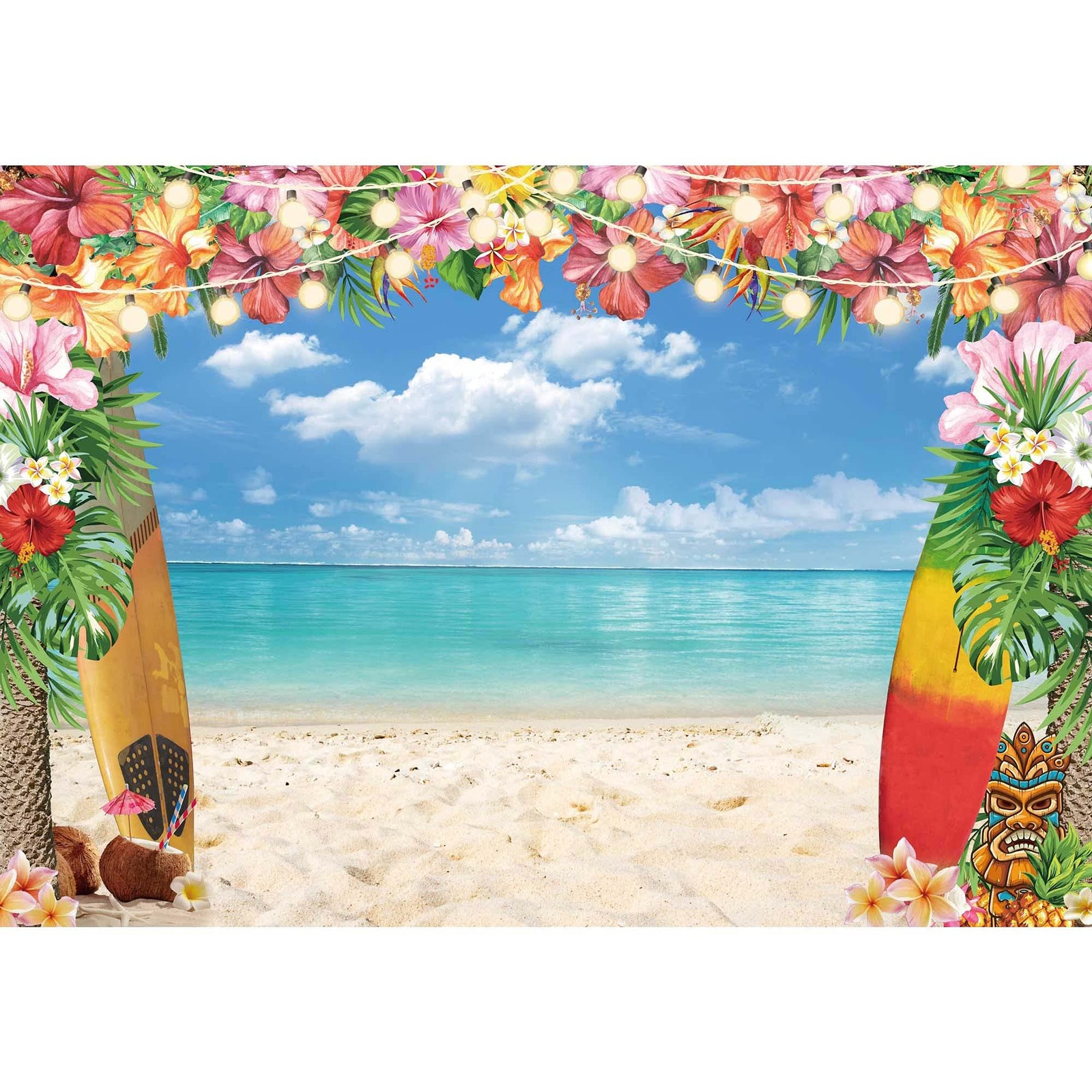 LIVUCEE 7x5ft Summer Hawaiian Beach Backdrop for Photography 7’x5′, Blue