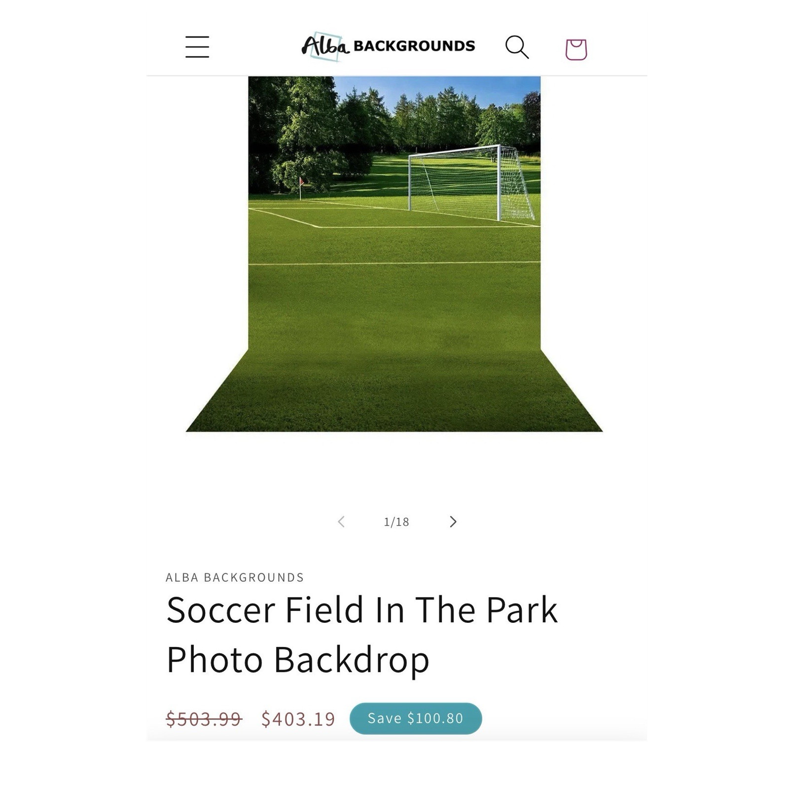 Alba Backgrounds Pro Polyester Soccer Field Backdrop 10x20ft Green Spot Washable