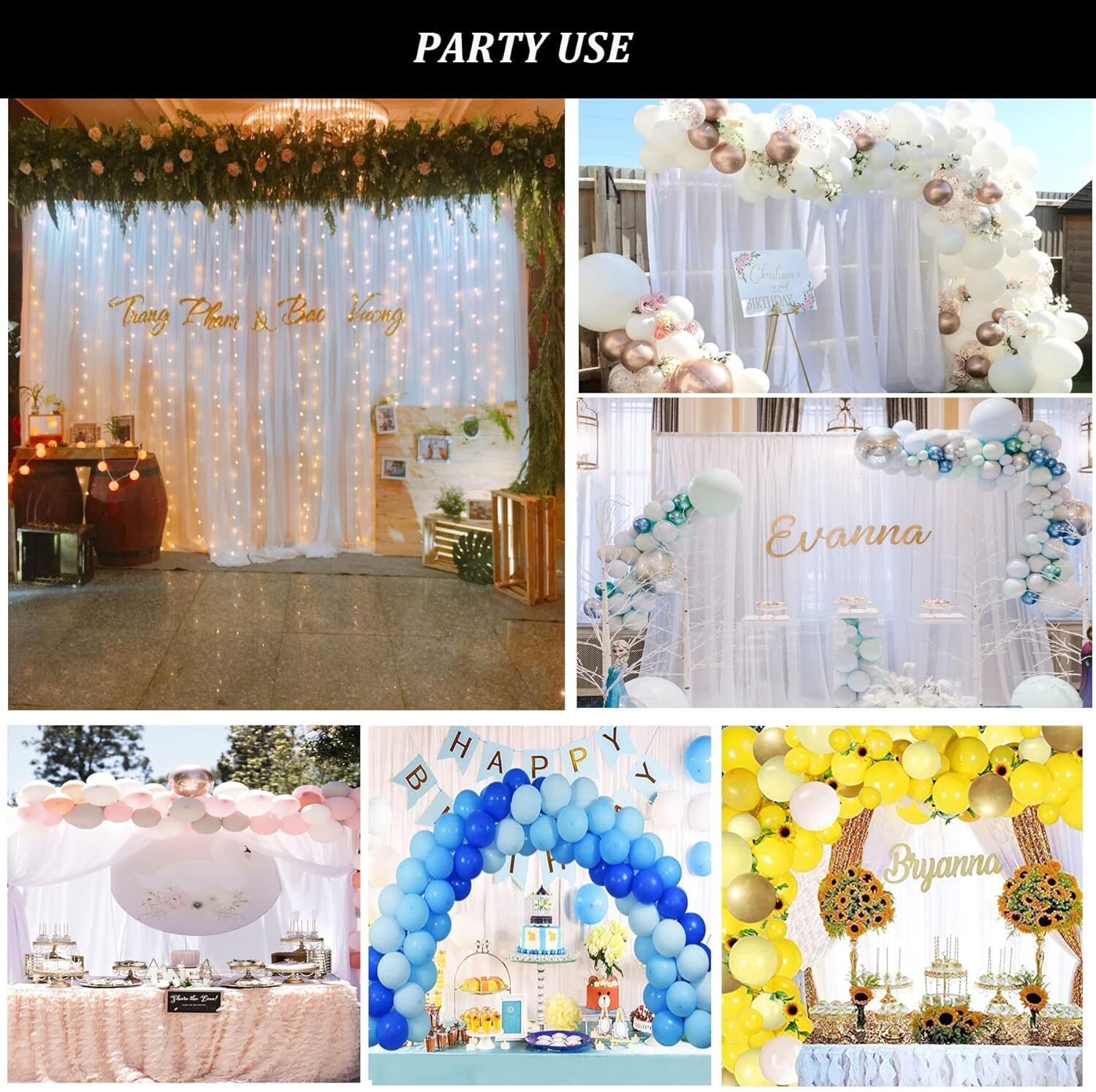 5′ x 10′ Chiffon Backdrop Panel Curtain PhotoBackground Wedding Arch Stage Décor