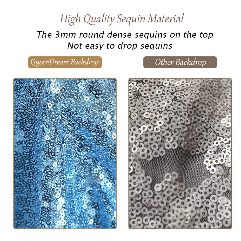 Baby Blue Glitter Shimmer Sequin Party Photo Backdrop Curtain 8×8 Ft Panel