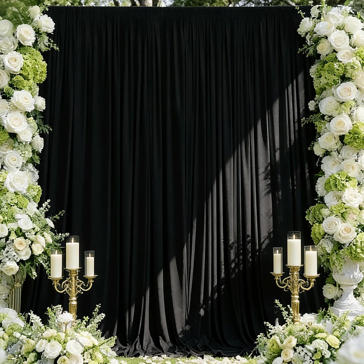10×10 Ft Black Photography Backdrop Curtains 2 Panels Rod Pocket Drapes