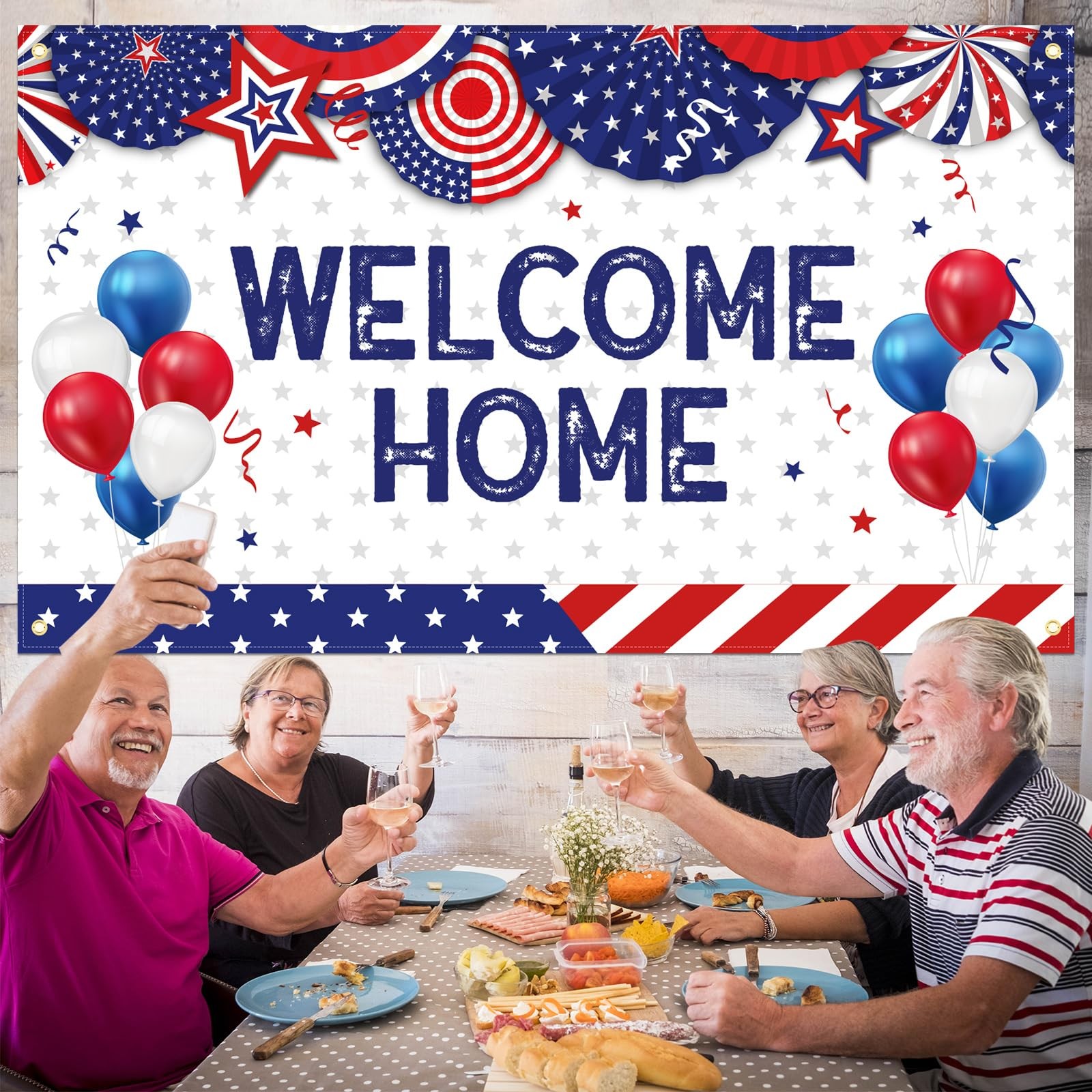 Large Welcome Home Banner Military Red White and Blue Welcome Home Decoration fo
