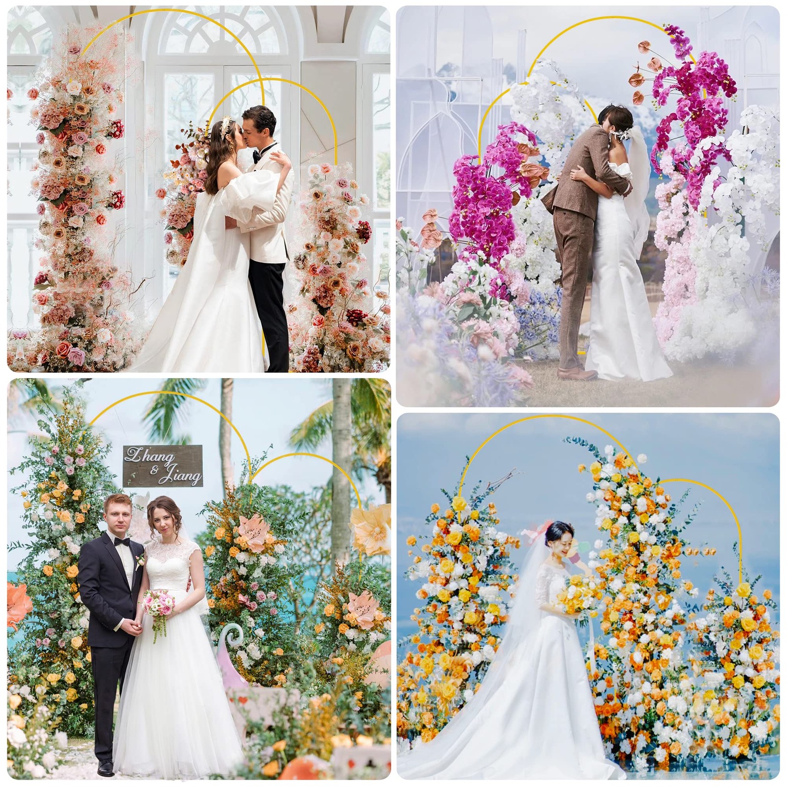 Metal Arch Backdrop Stand Gold Wedding Arch Stand Set of 2 (7.2FT/6FT) Square…