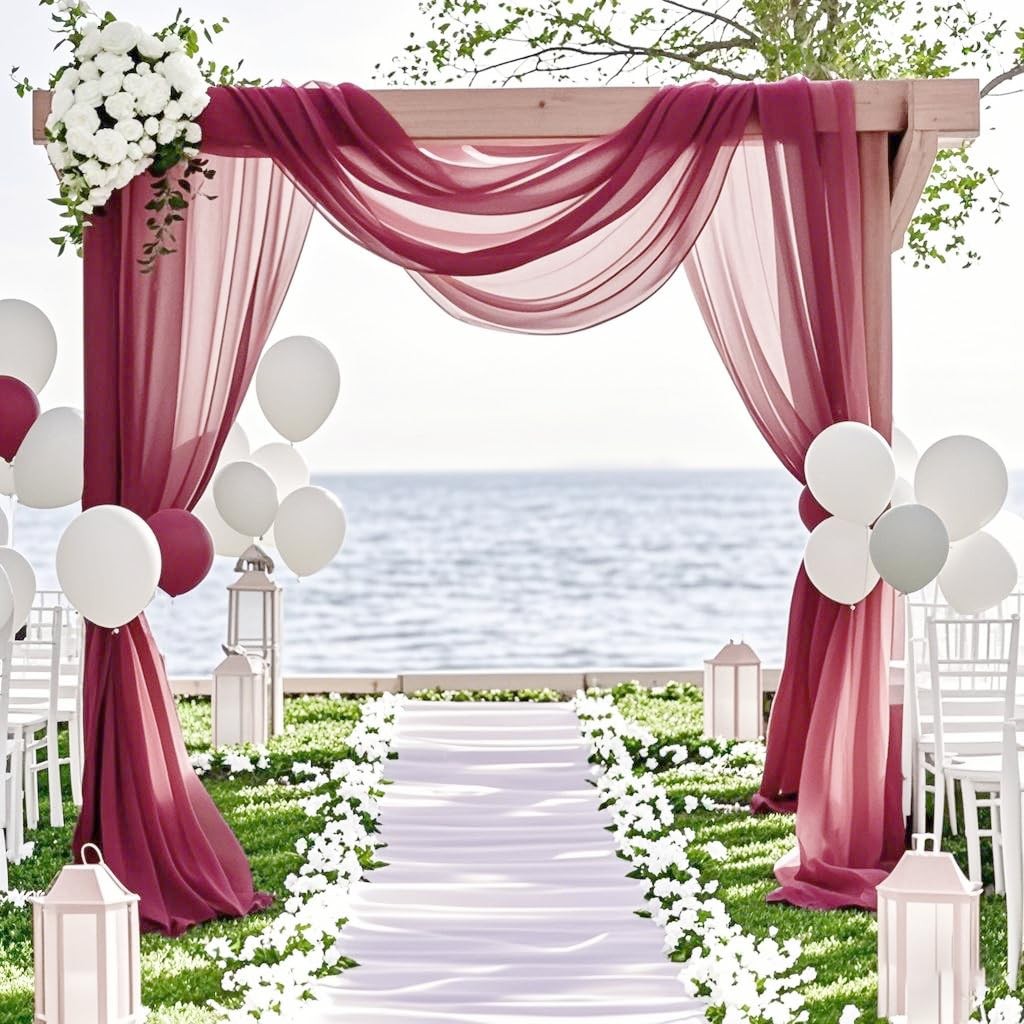 Magenta Chiffon Fabric 6.7 Yards 29 Inch x 20FT Sheer Curtains Backdrop