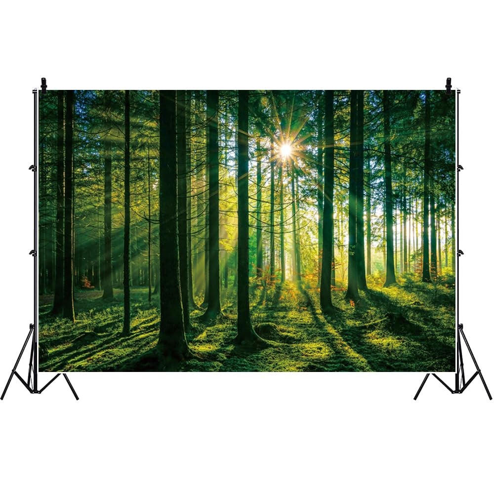 7x5ft Green Forest Backdrop for Photography, Camping, Nature, Woodland, Lands…