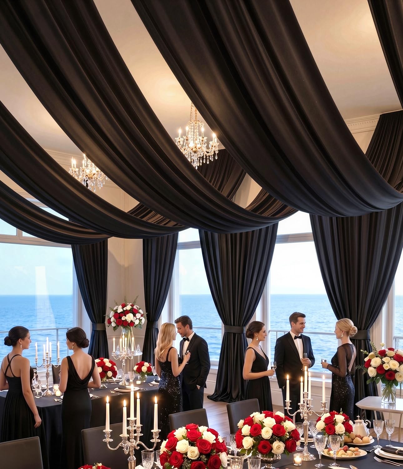 Domova 50ft x 20ft Black Ceiling 50FTx20FT (W5’xH20′, 10 Panels),