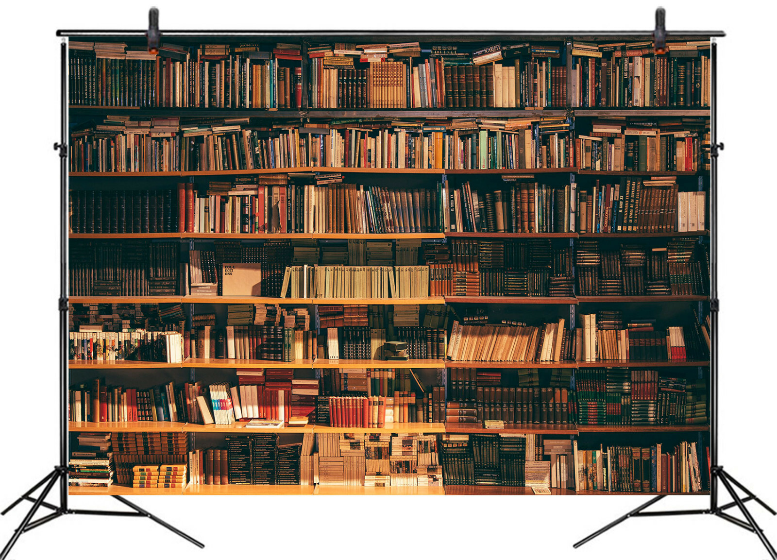 Wood Bookshelf Backdrop Library School Books Collection Background Studio Props