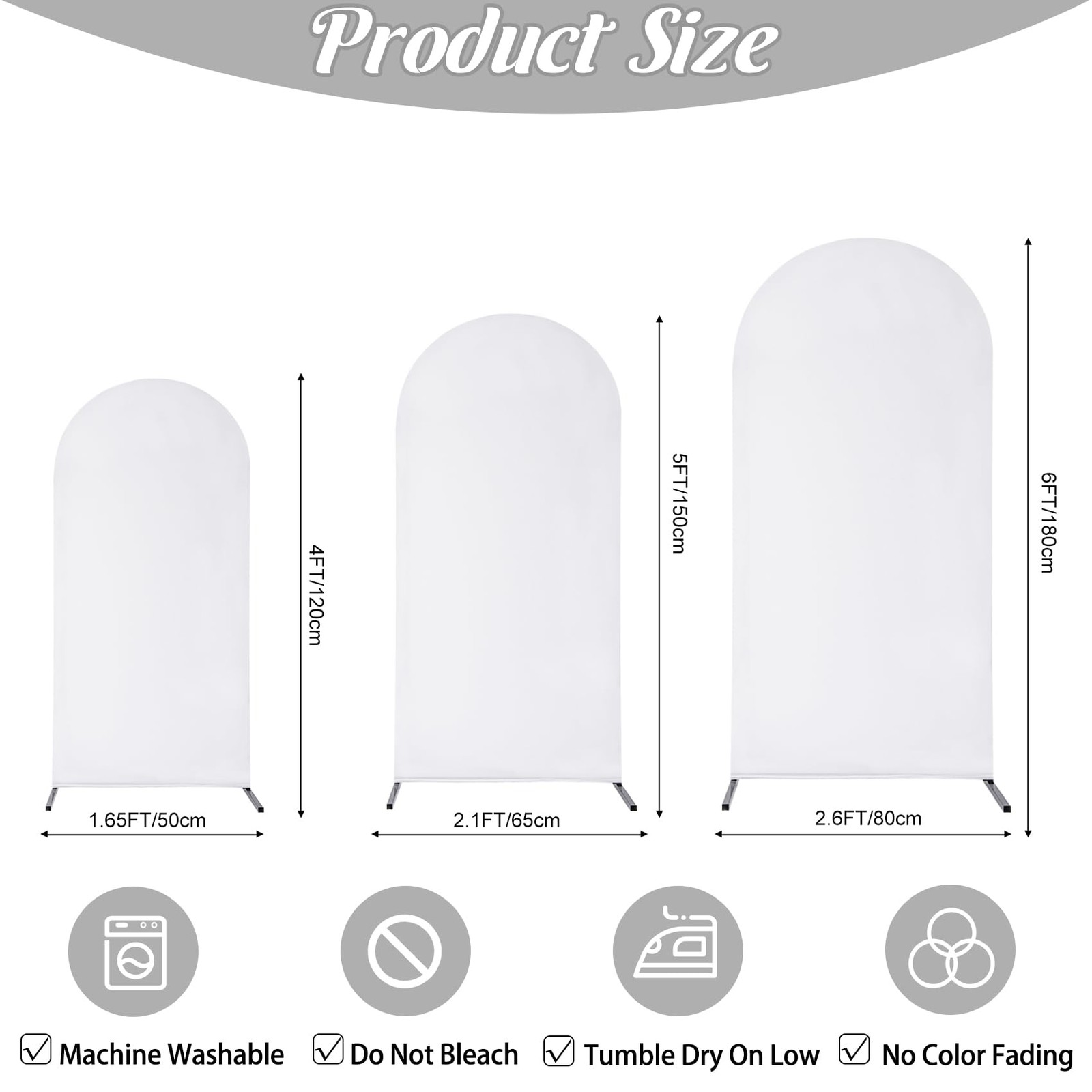 Spandex Fitted Wedding Arch Cover Set of 3 – White Backdrop for Round Top Chi…