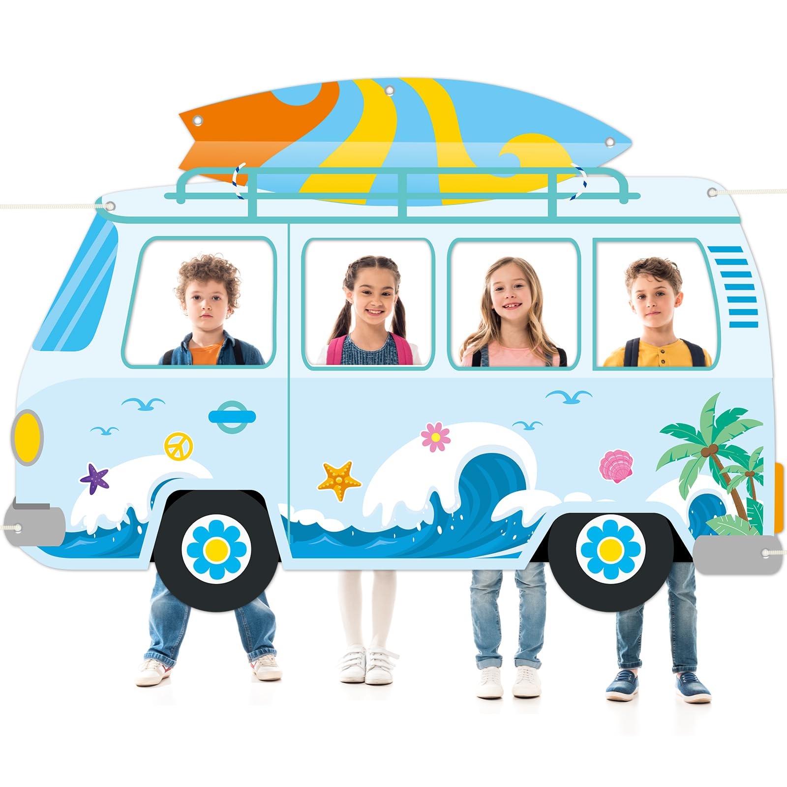 Summer Beach Bus Shaped Photo Prop Selfie Frame Party Decor 66 x 46in Large F…