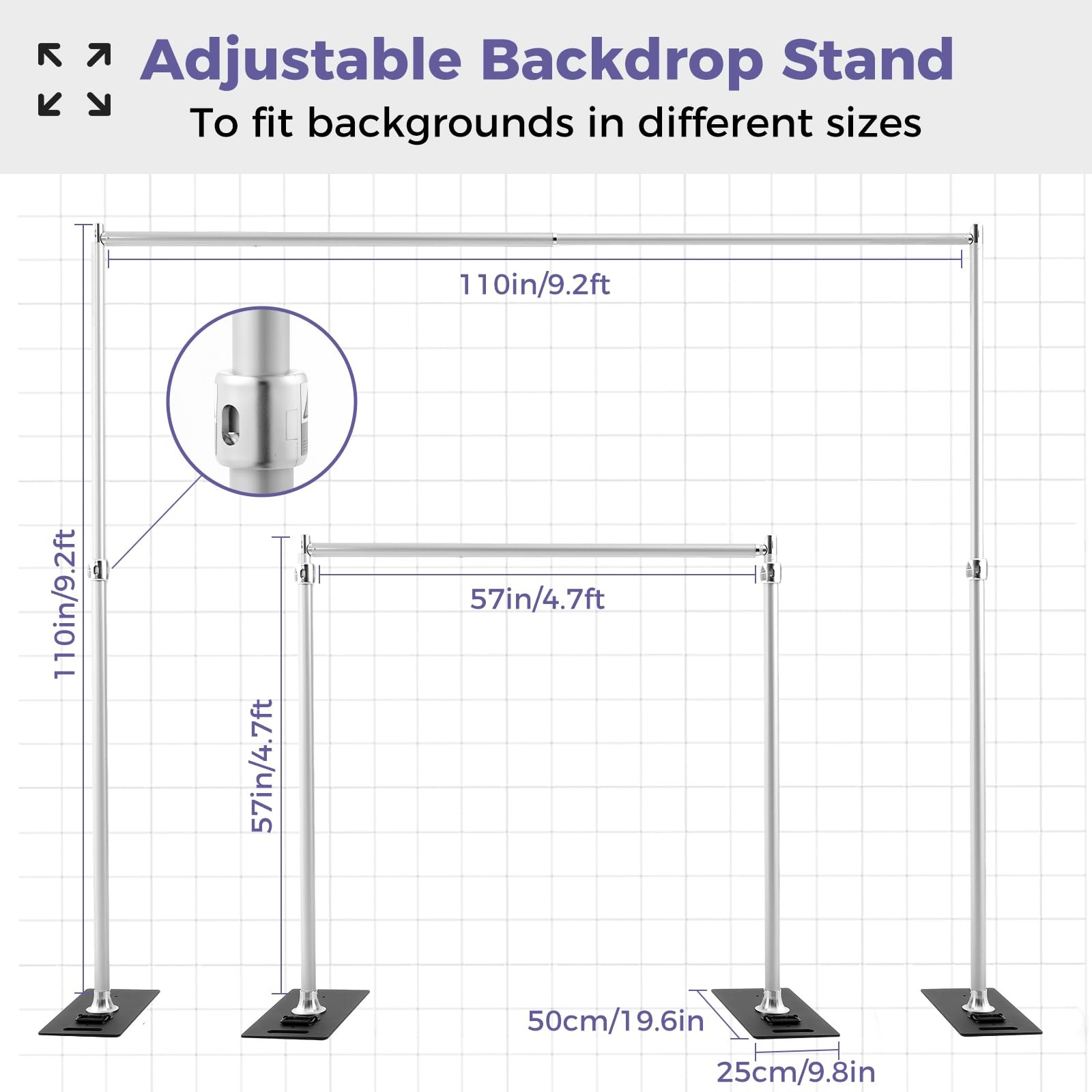 Pipe and Drape Backdrop Stand 9.2×9.2ft, Adjustable Heavy Duty Photo Backgrou…