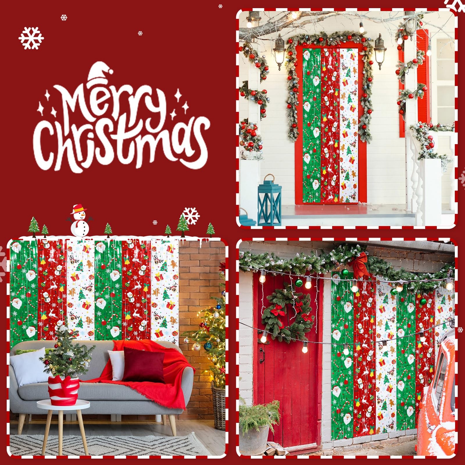 2 PCS Tinsel Foil Fringe Curtains Birthday Party Streamer Backdrop 3.3×6.6 Ft