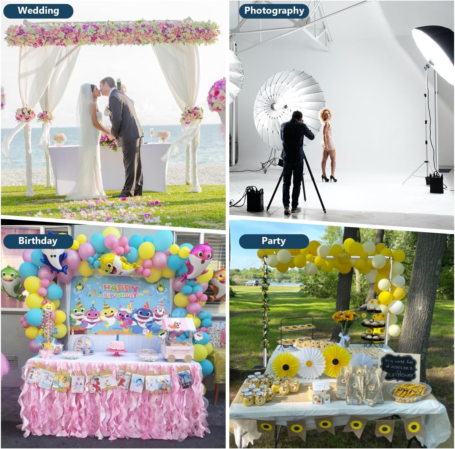 10X 10Ft Pipe and Drap Backdrop Stand Kit,Heavy Duty Adjustable Frame Backdrop S