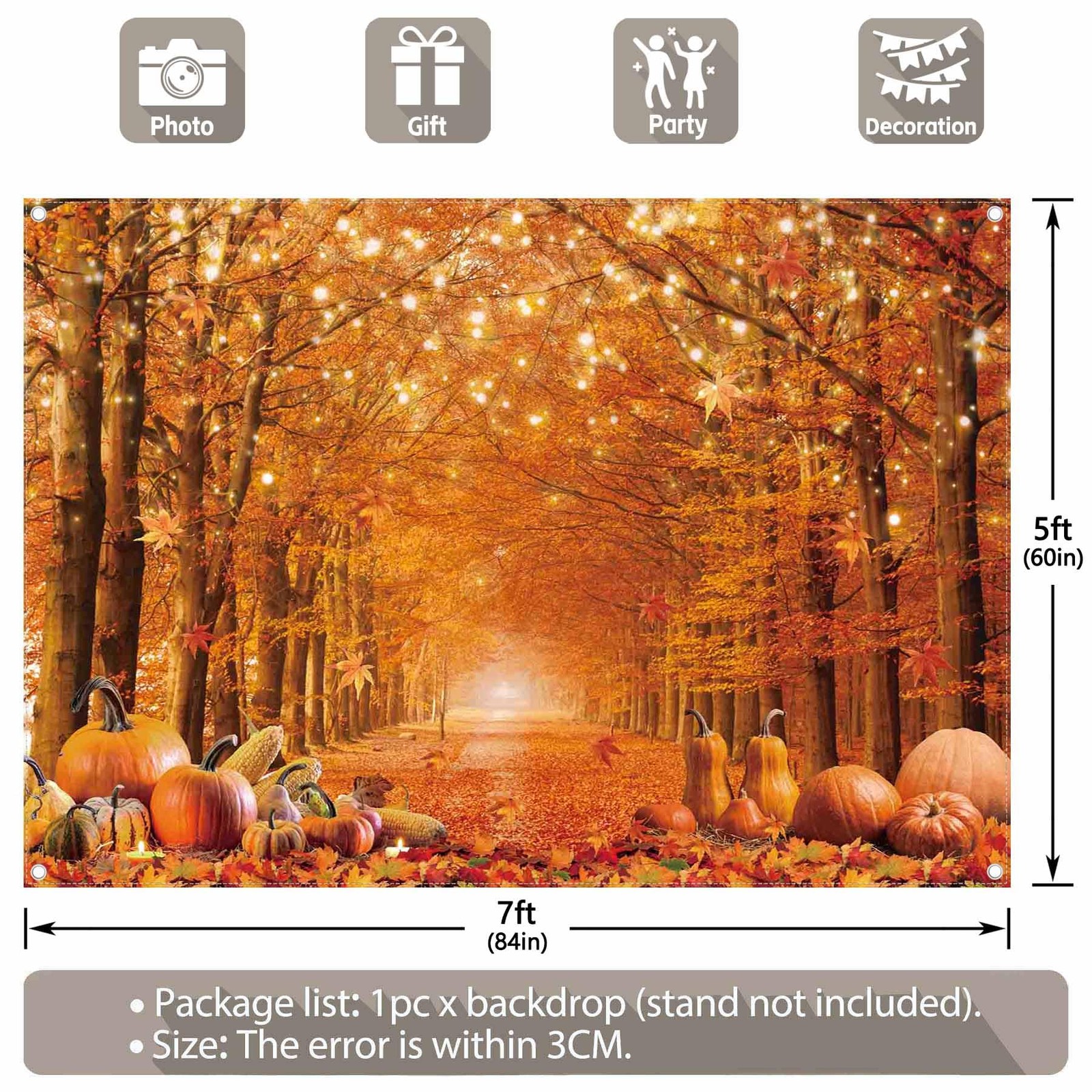Swepuck 7x5ft Fall Photography Backdrop Autumn Maple Leaves Pumpkin 7’x5′