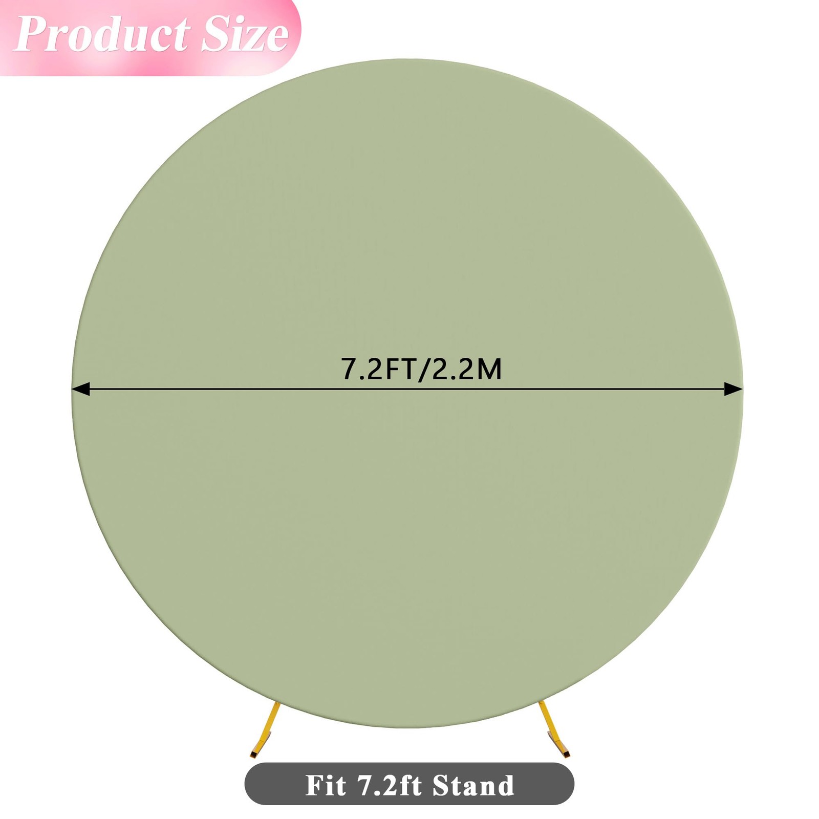 Sage Green Round Backdrop Cover for Wedding, Birthday, Baby Shower Decor
