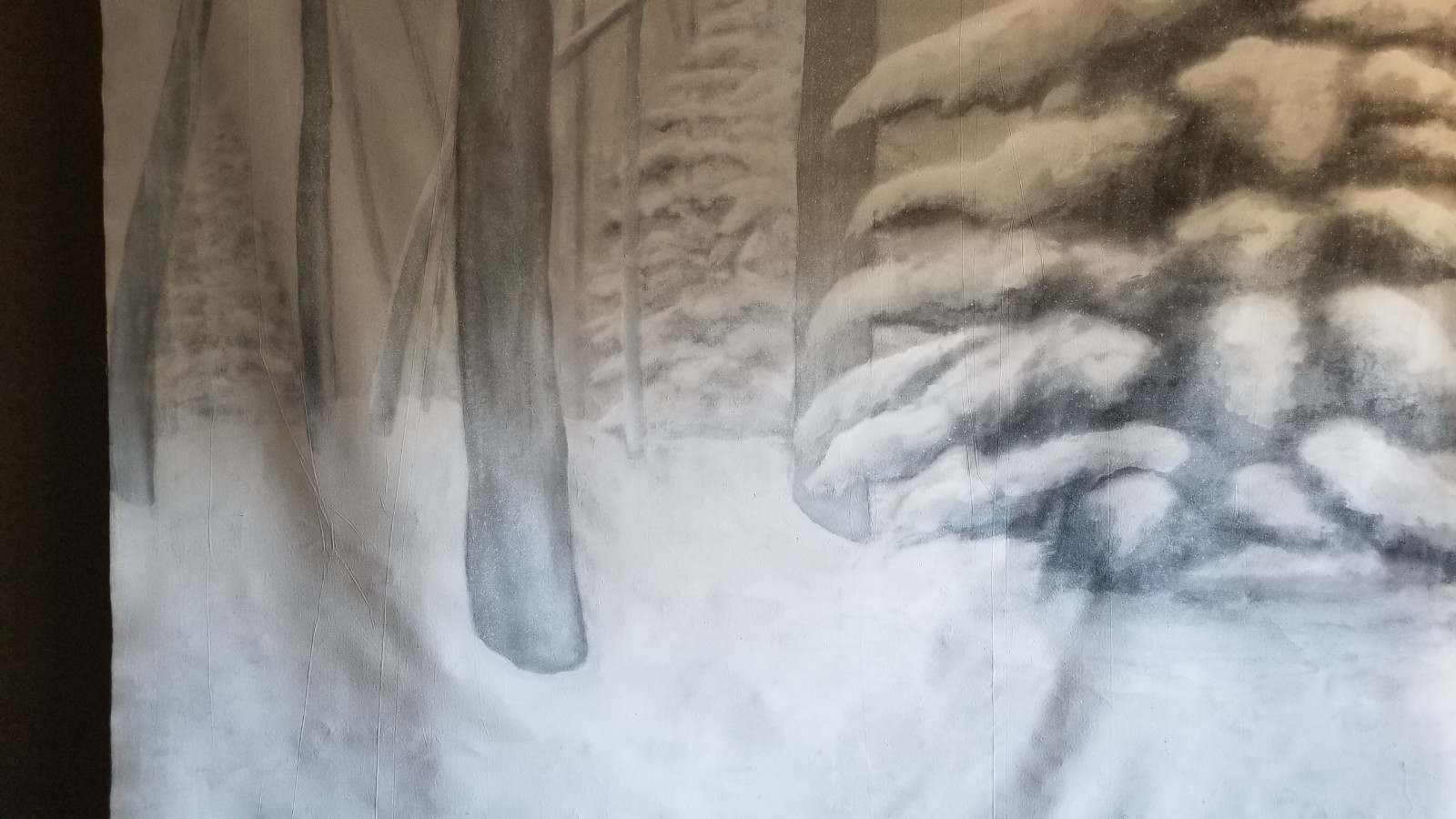 Snow / Winter / Forest Scene _ Airbrushed Muslin Photography Backdrop_Detailed