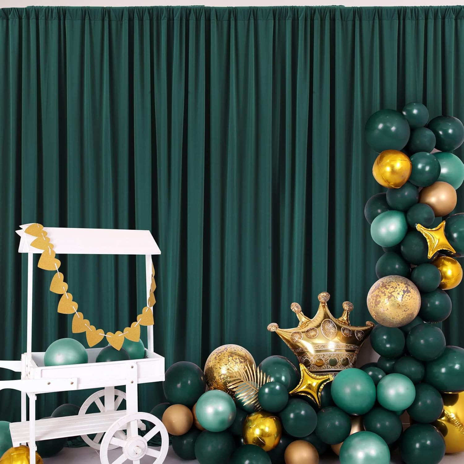 40 Ft Wrinkle-Free Hunter Green Backdrop Curtain for Parties & Photography